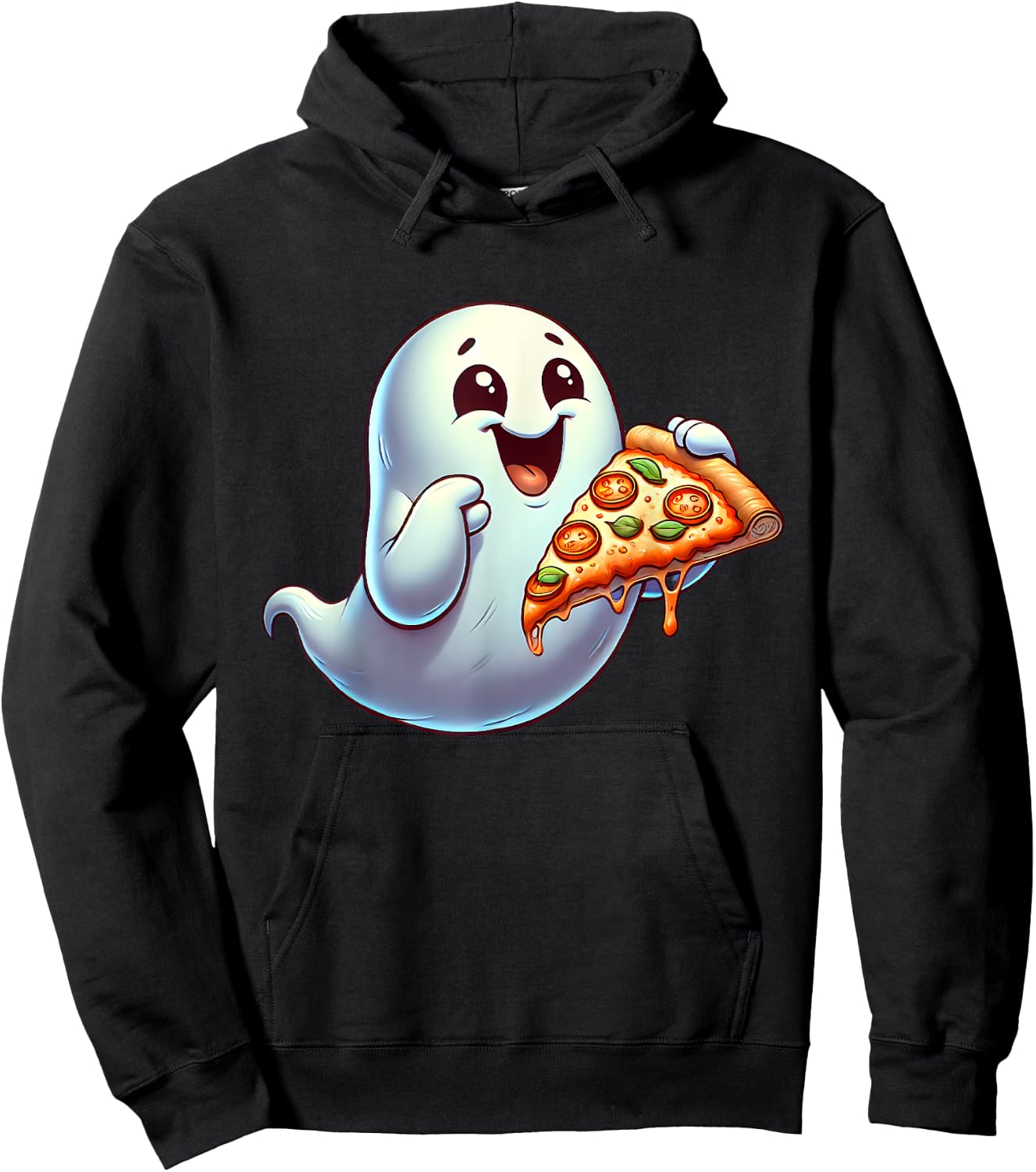 Ghost Eating Pizza Halloween Men Women Kids Hoodie - Hoodie | Black