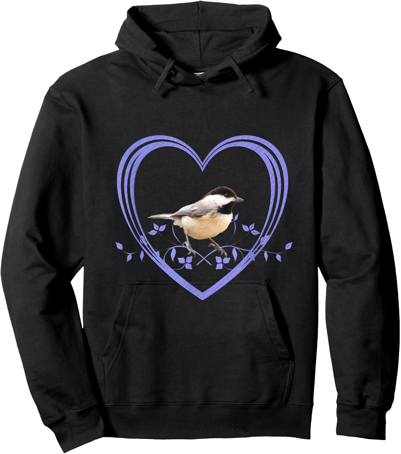 Pretty Chickadee In Heart Hoodie - Hoodie | Black