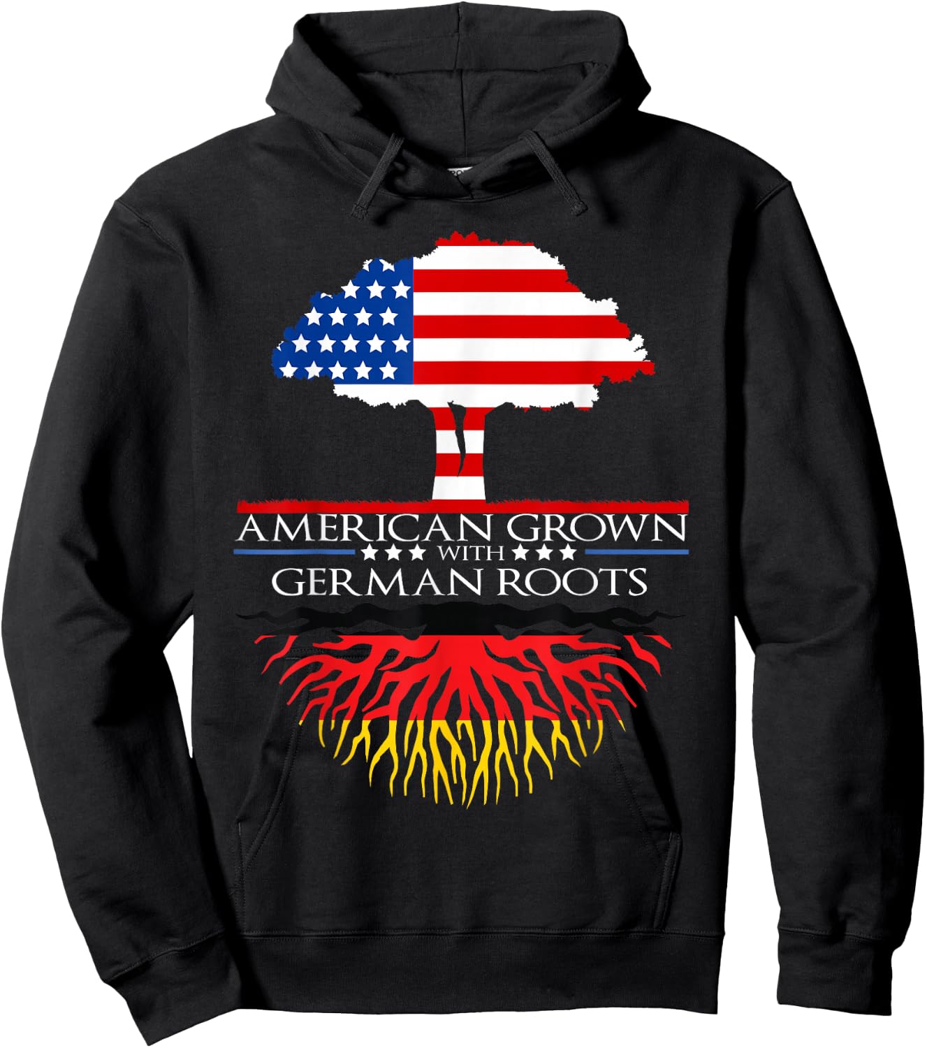 German Roots American Grown Tree Flag USA Germany Hoodie - Hoodie | Black