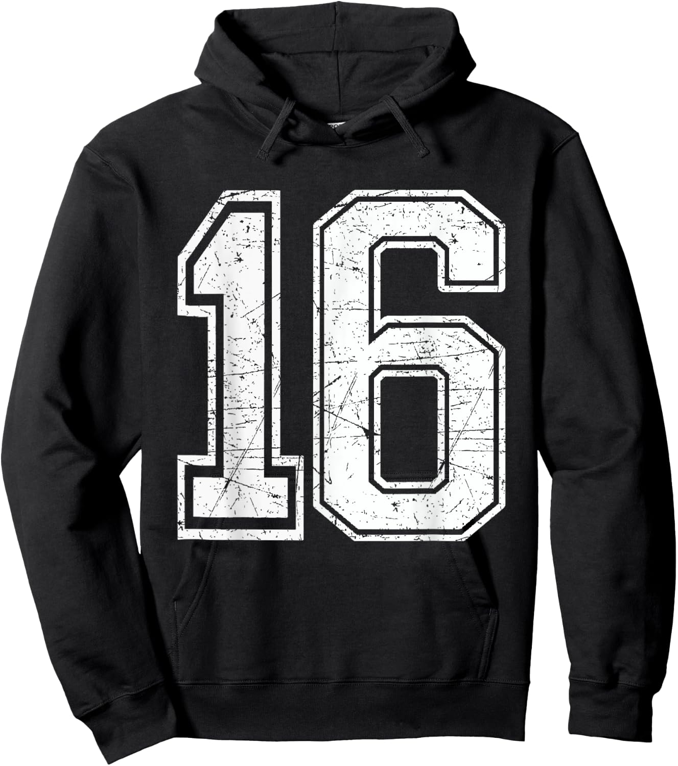 Number 16 Birthday Varsity Sports Team Jersey Hoodie - Hoodie | Black
