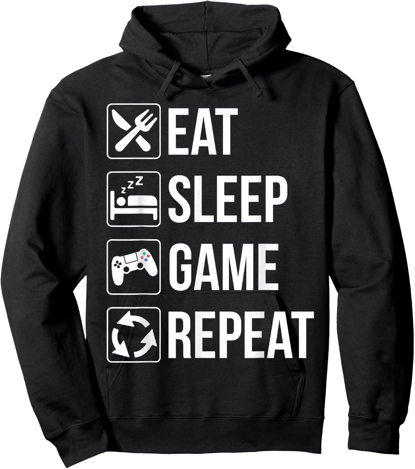 Funny Eat Sleep Game Repeat Shirt Gamer Video Games Lovers Hoodie - Hoodie | Black