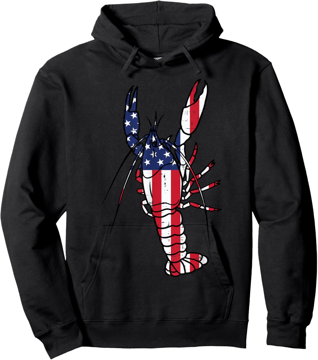 Crawfish US Flag Crayfish Lobster Patriotic Men Women Kids Hoodie - Hoodie | Black