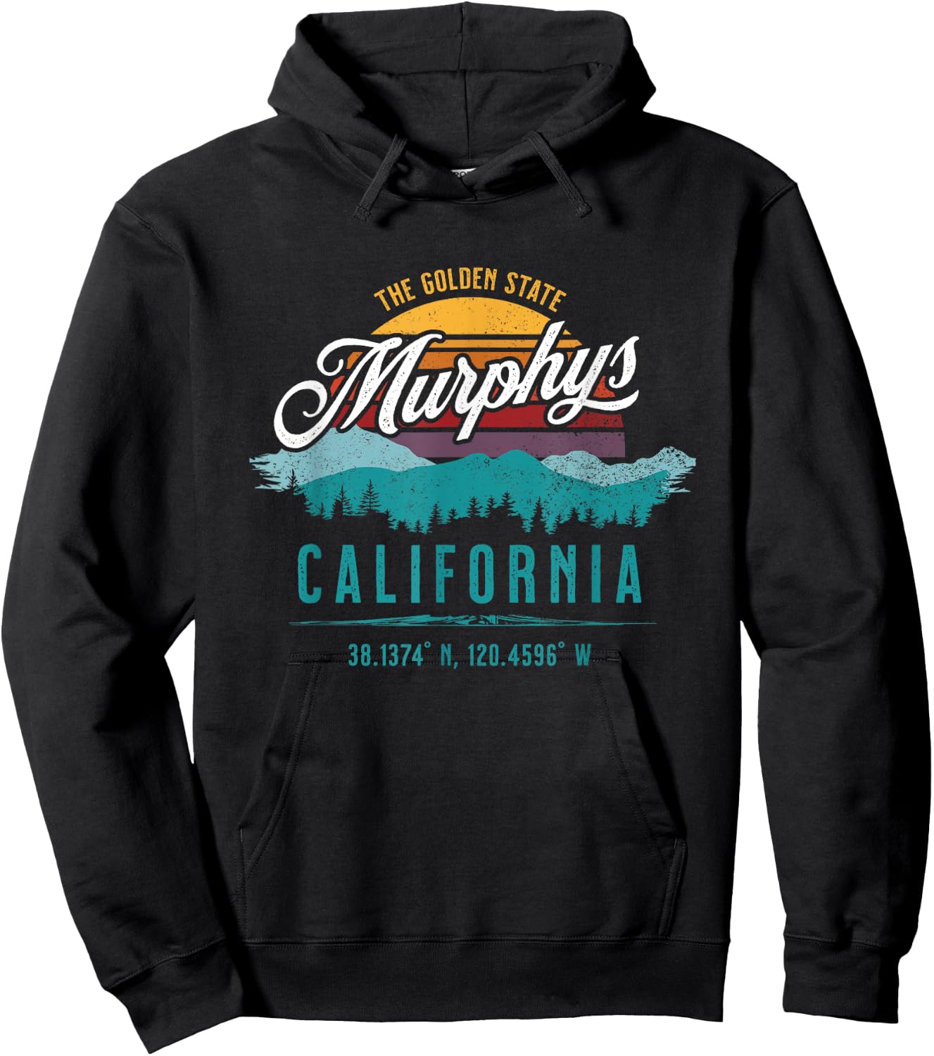 Retro Murphys California Mountains Sun Grunge Art Souvenir Hoodie - Hoodie | Black