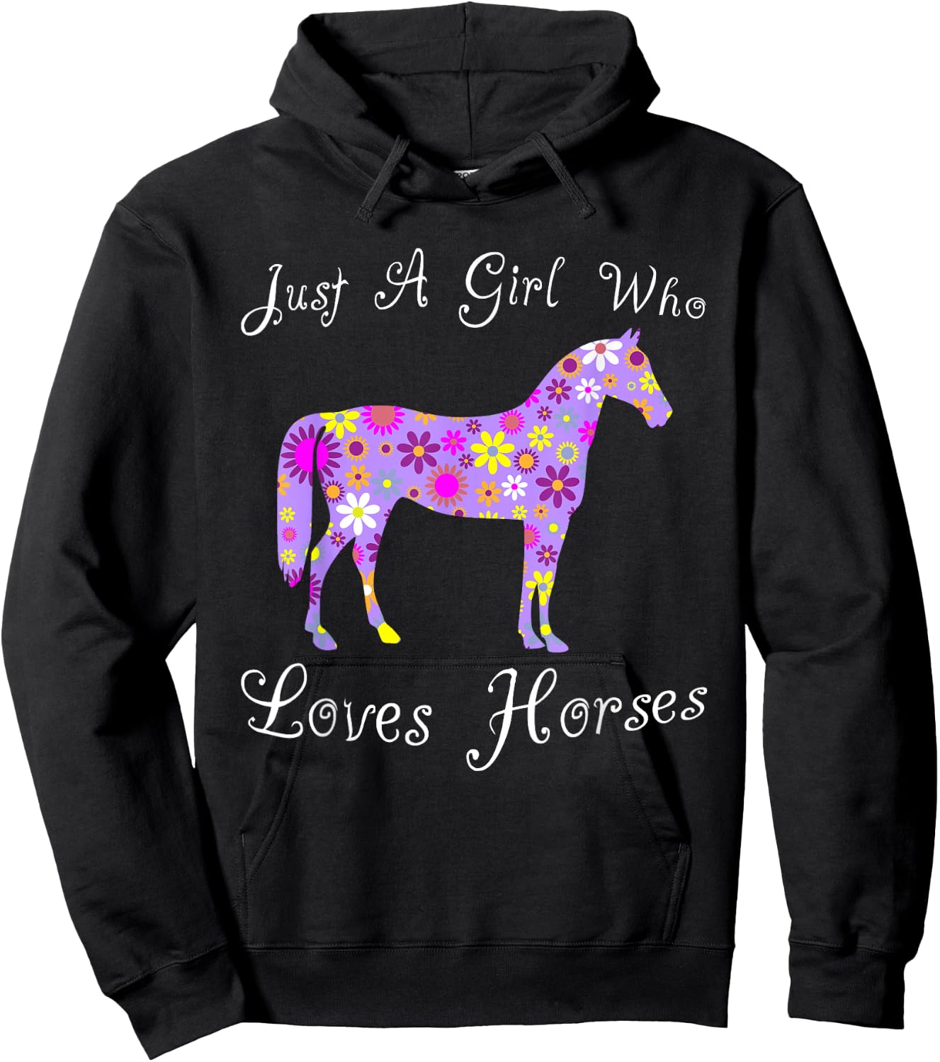 Fun Cute Just A Girl Who Loves Horses Hoodie - Hoodie | Black