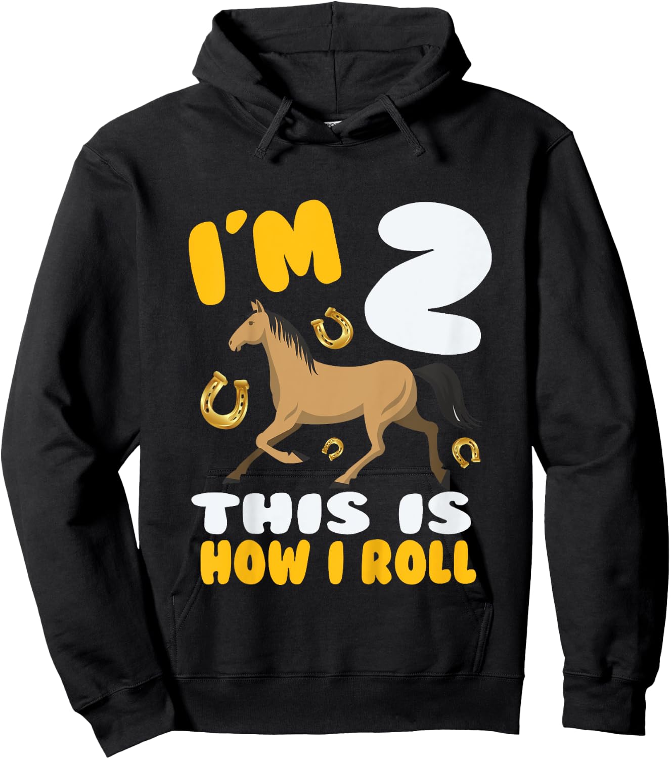 Im 2 This Kid Loves Horse Riding 2nd Year Birthday Theme Hoodie - Hoodie | Black