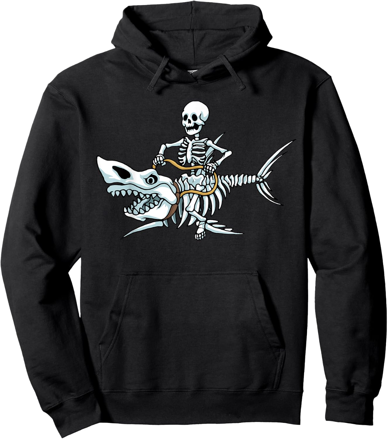 Halloween shark skeleton funny Halloween Hoodie - Hoodie | Black