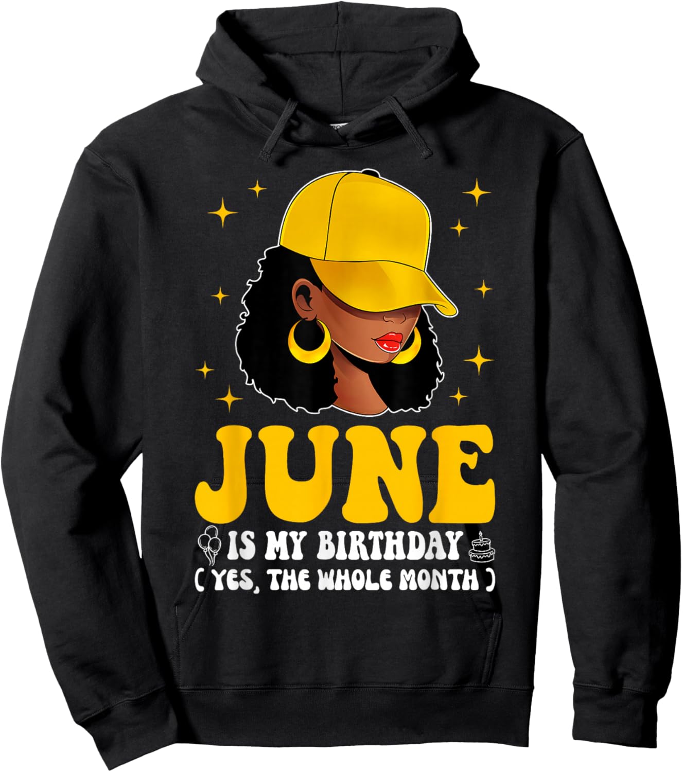 June Birthday African American Afro Girl Black Woman Hoodie - Hoodie | Black