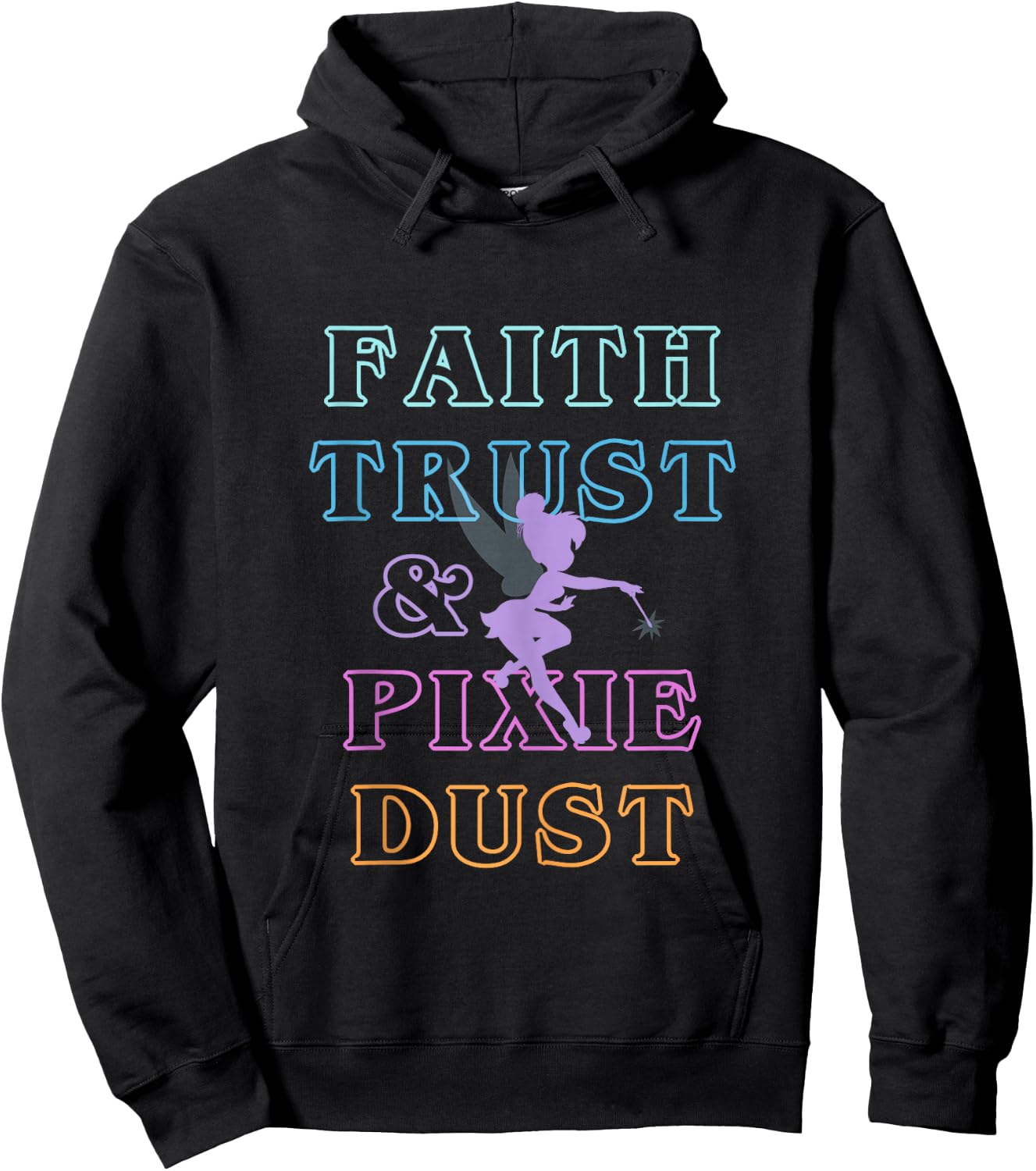 Disney Peter Pan Tinker Bell Faith Trust & Pixie Dust Neon Hoodie - Hoodie | Black