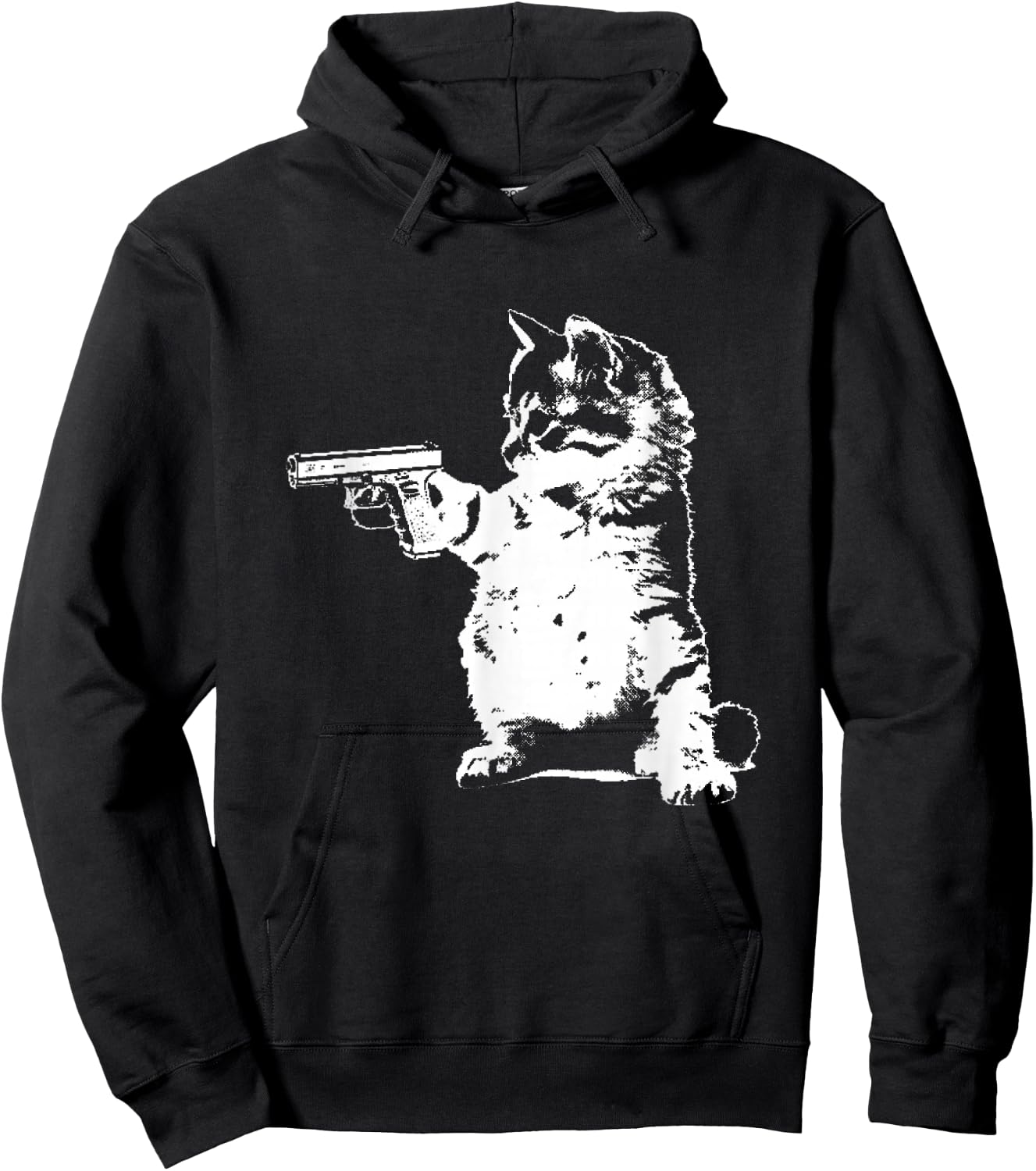 Gun kitty funny cat Hoodie - Hoodie | Black