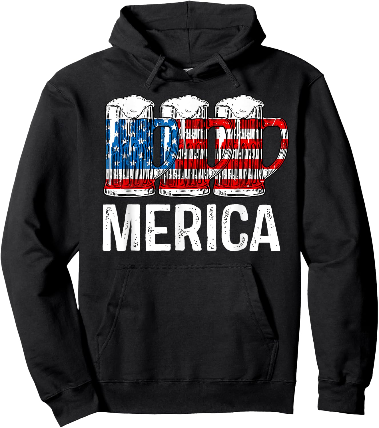 Merica Beer American Flag T shirt 4th of July Shirt Gift Men Hoodie - Hoodie | Black