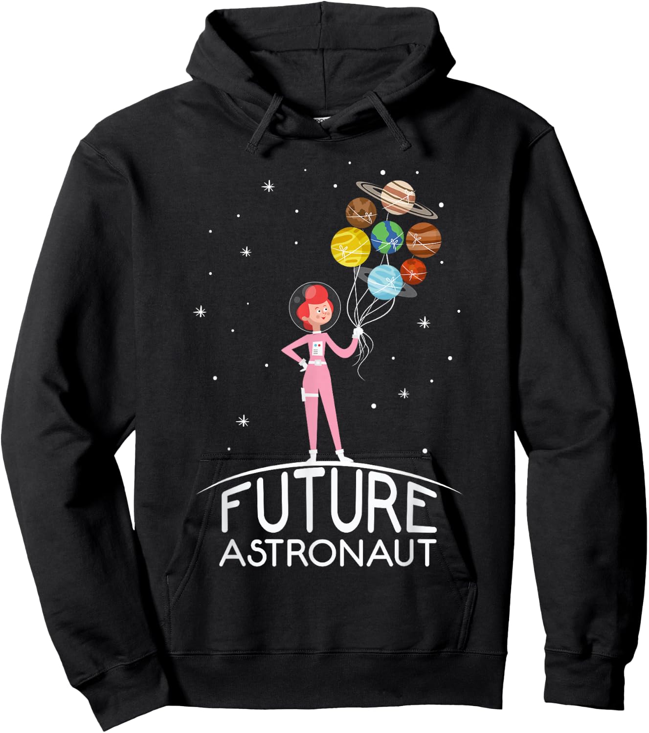 Future Astronaut With Planets Funny Quote For Girl Hoodie - Hoodie | Black