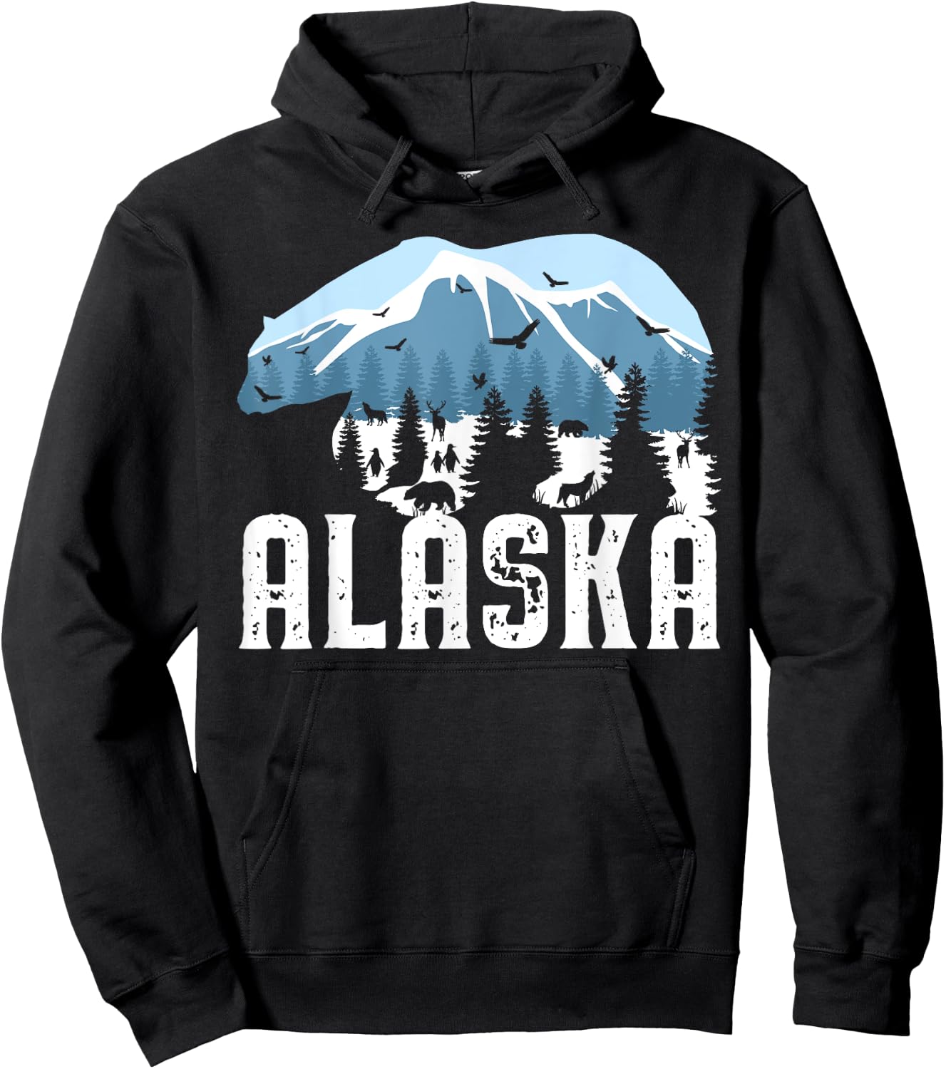 Alaska T Shirt Polar Bear Wild Animal Snow Mountain & Nature Hoodie - Hoodie | Black