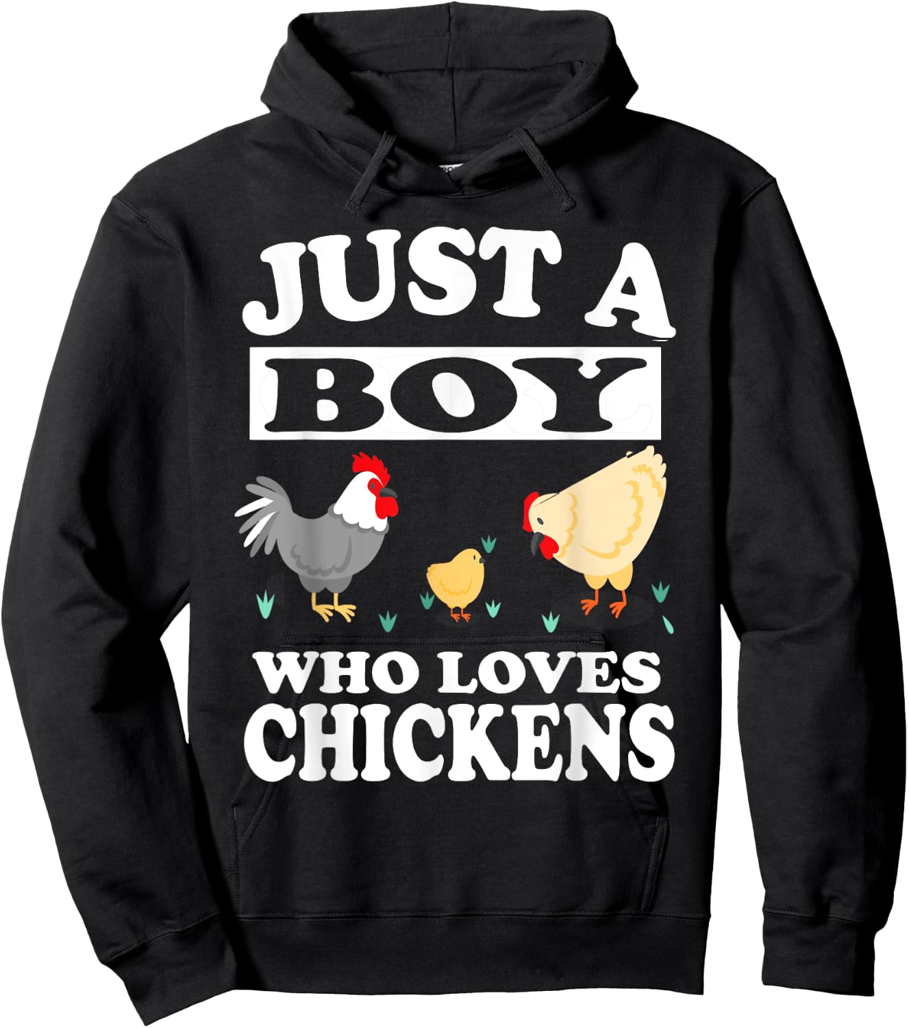 Just A Boy Who Loves Chickens Farm Chicken Gift Hoodie - Hoodie | Black