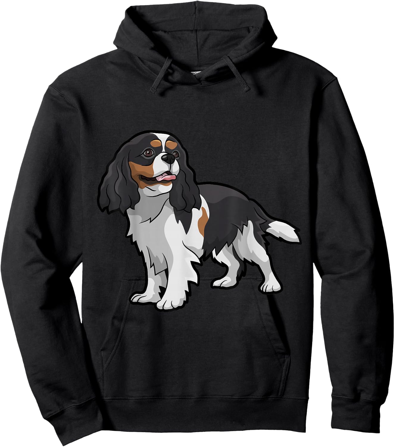 Cute Tri-Color Cavalier King Charles Spaniel Hoodie - Hoodie | Black