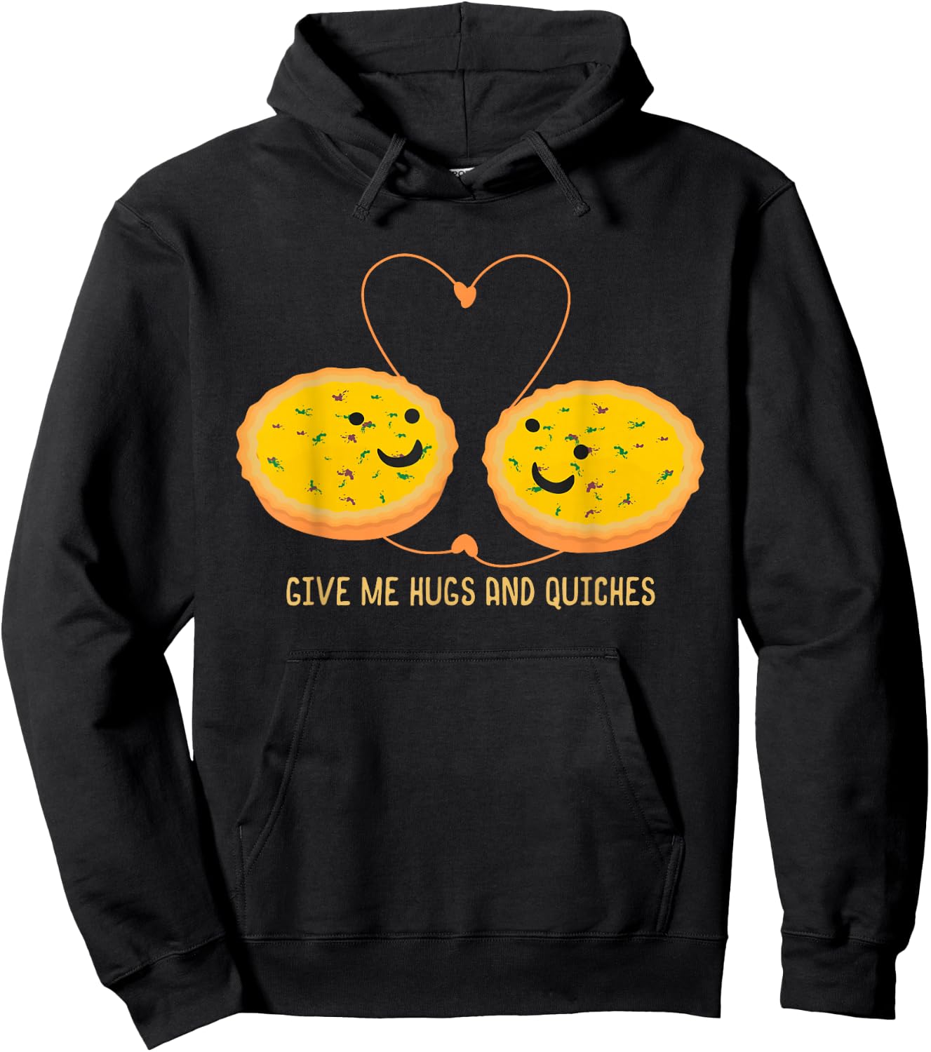 Funny Quiche T Shirt Pastry Chef Gifts - Hugs And Quiches Hoodie - Hoodie | Black