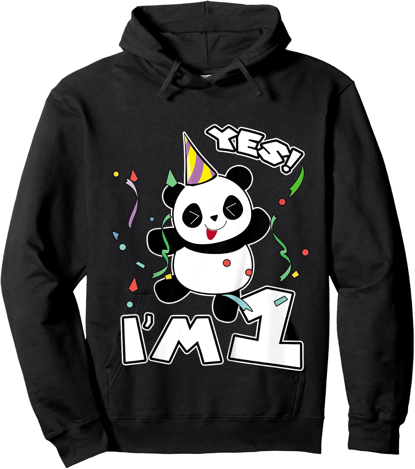 Kids 1st Birthday Panda Shirt Yes I'm 1 Panda Costume Gift Hoodie - Hoodie | Black