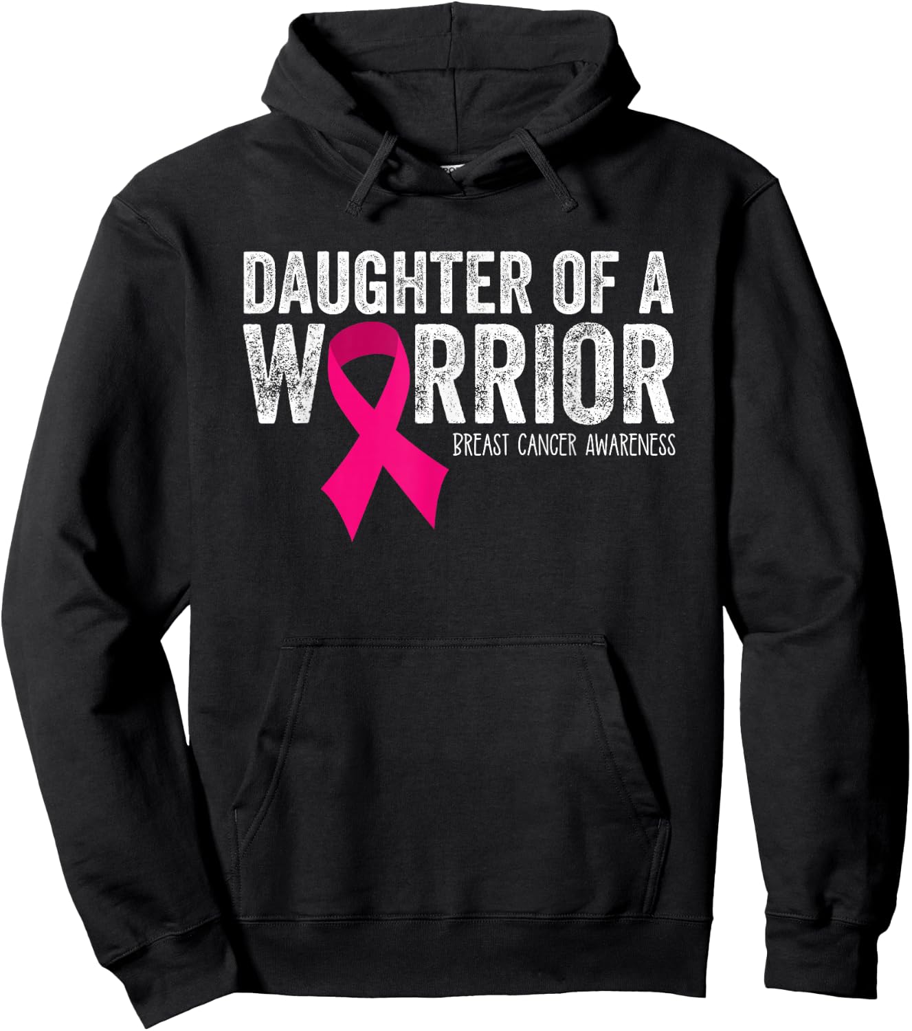 Daughter of a Warrior Breast Cancer Awareness Pink Ribbon Hoodie - Hoodie | Black