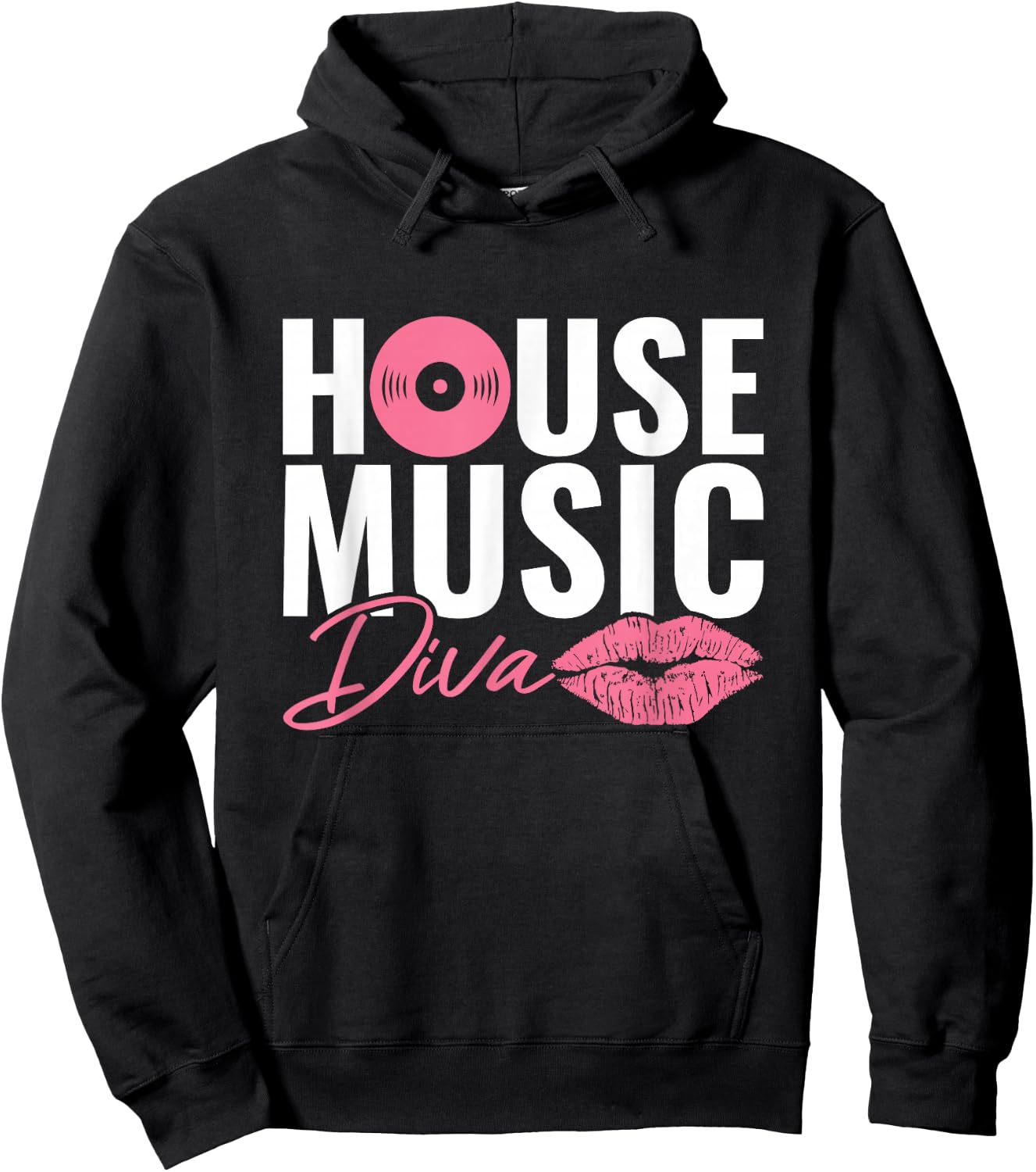 House Music Lovers EDM Electronic Music Apparel -Adults Black Small U-Neck Short Sleeve Hoodie - Hoodie | Black