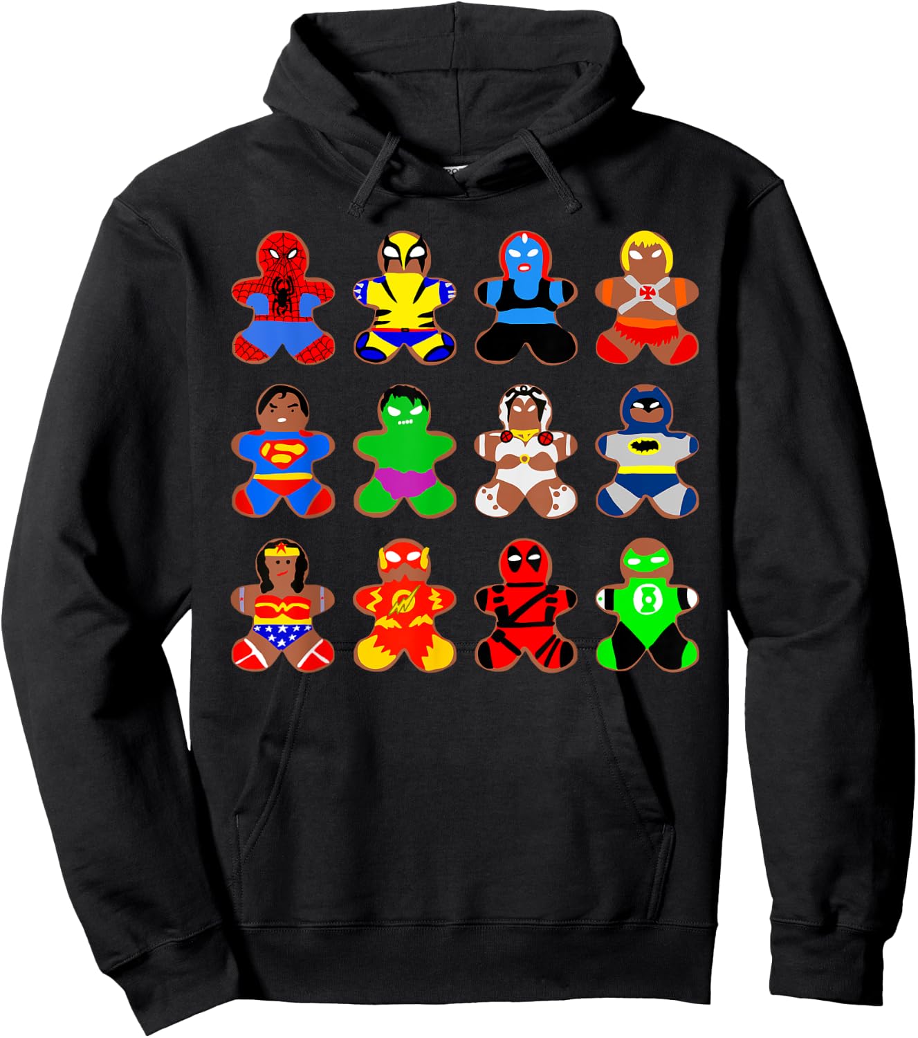 Superhero Gingerbread Man Women Men Christmas Xmas Hoodie - Hoodie | Black