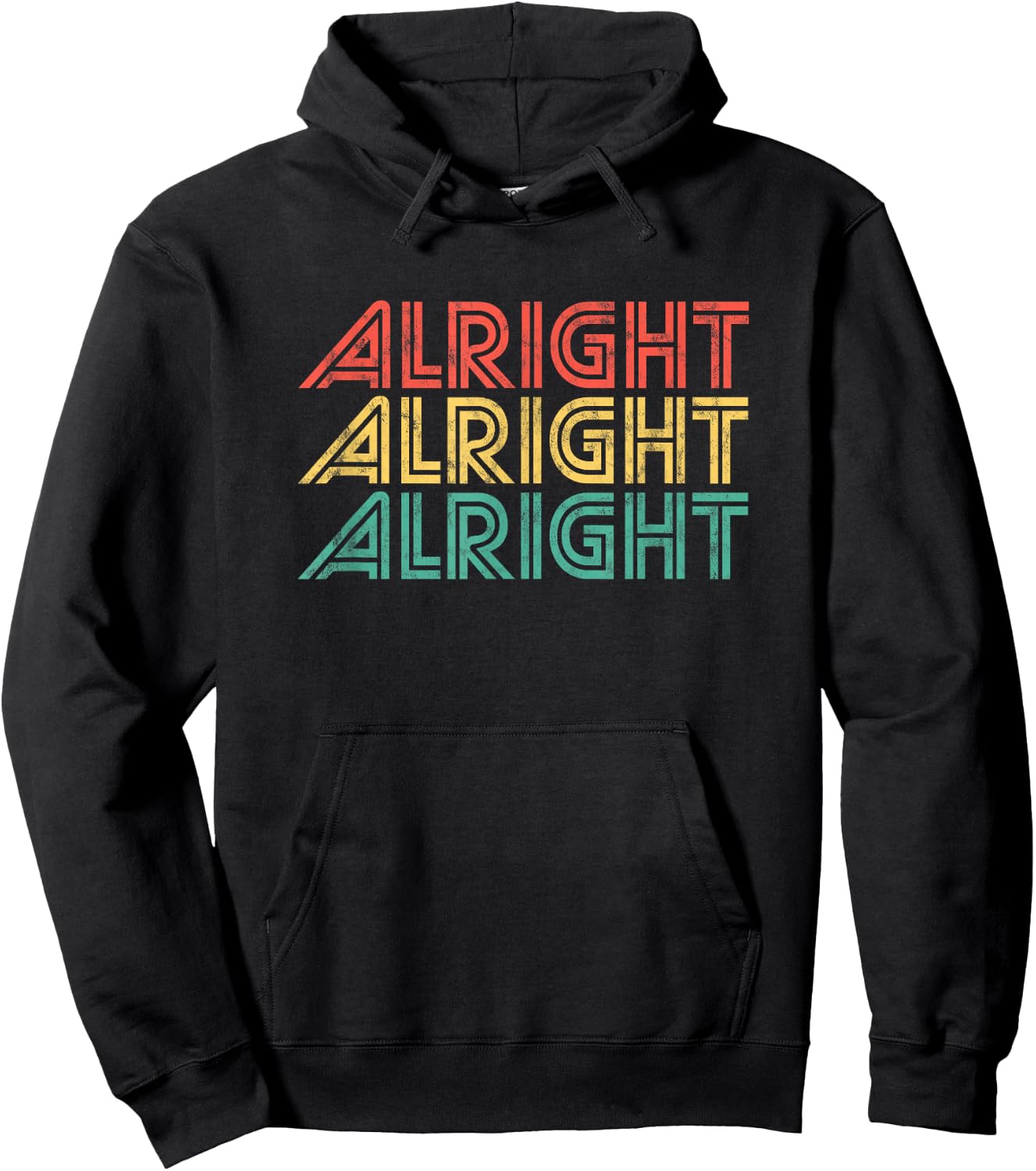 Alright Retro 70's Distressed Vintage Classic Seventies Hoodie - Hoodie | Black