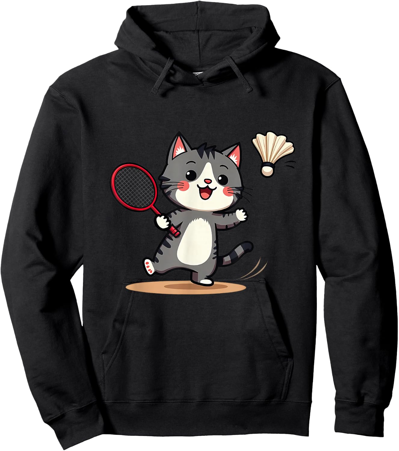 Funny Badminton Cute Cat Racket Shuttlecock Hoodie - Hoodie | Black