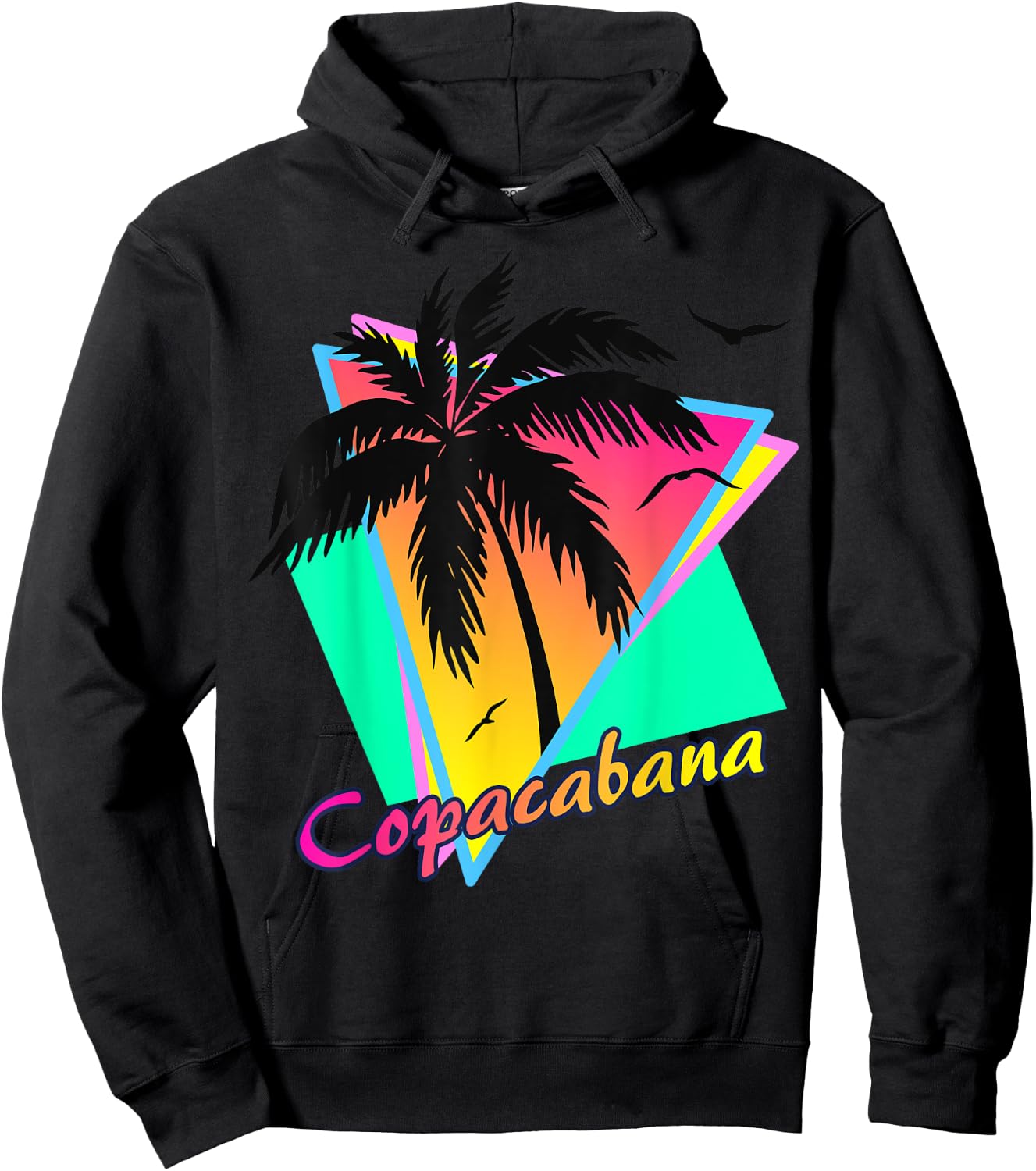 Copacabana Tropical Summer Beach Palm Tree Sunset Hoodie - Hoodie | Black