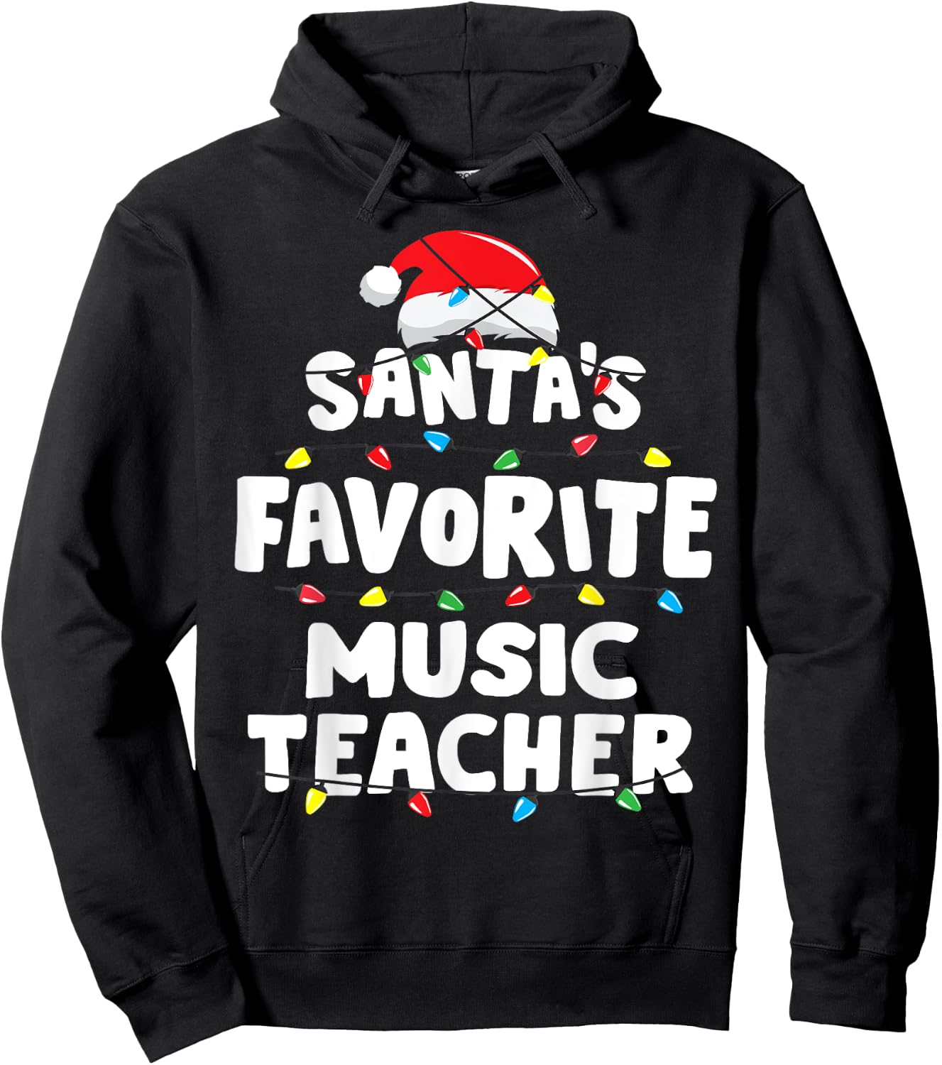 Music Teacher Santa's Favorite Funny Gift Xmas Men Women Kids Hoodie - Hoodie | Black