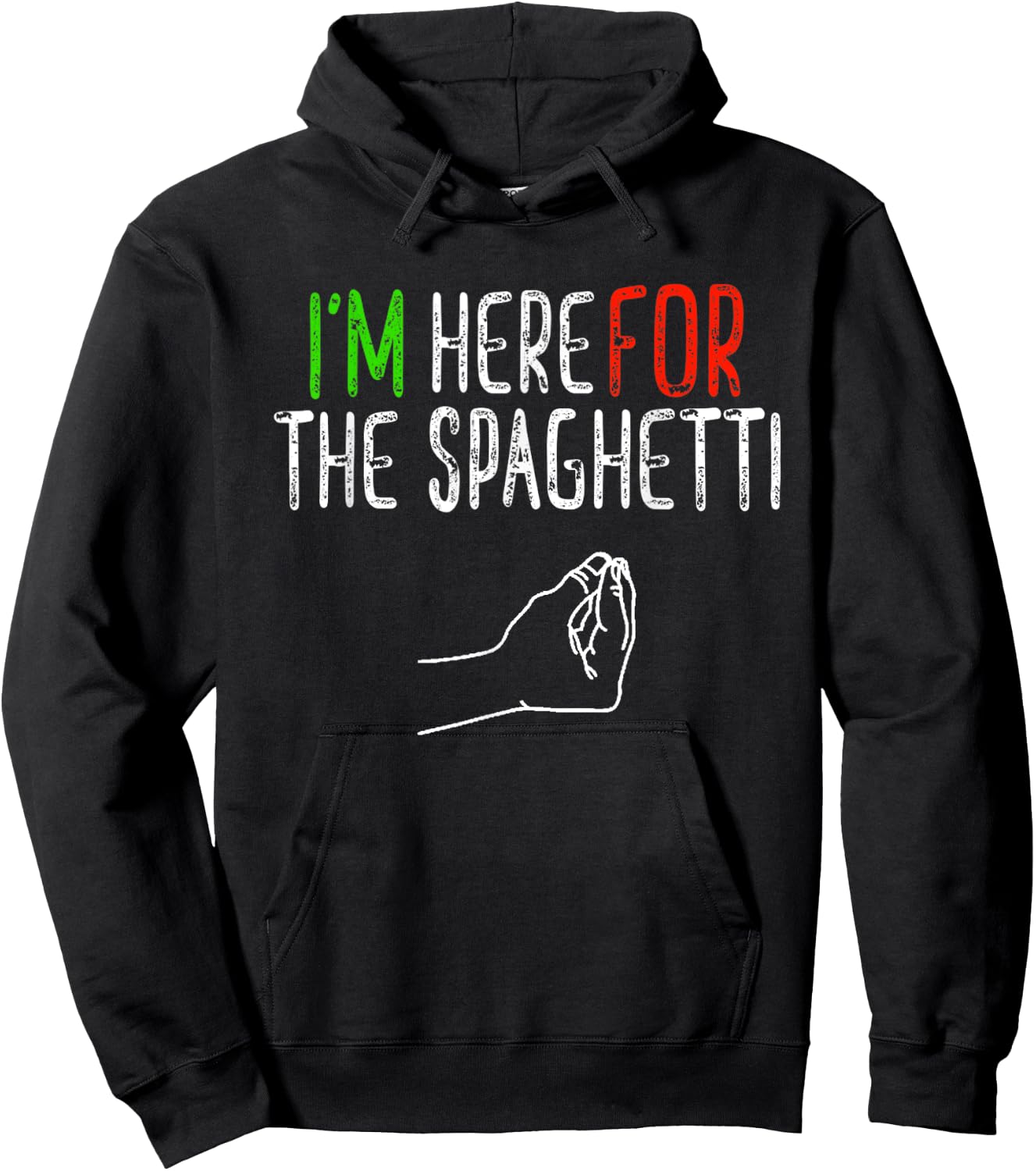 Here for the Spaghetti Funny Hand Italian Food Gift Hoodie - Hoodie | Black