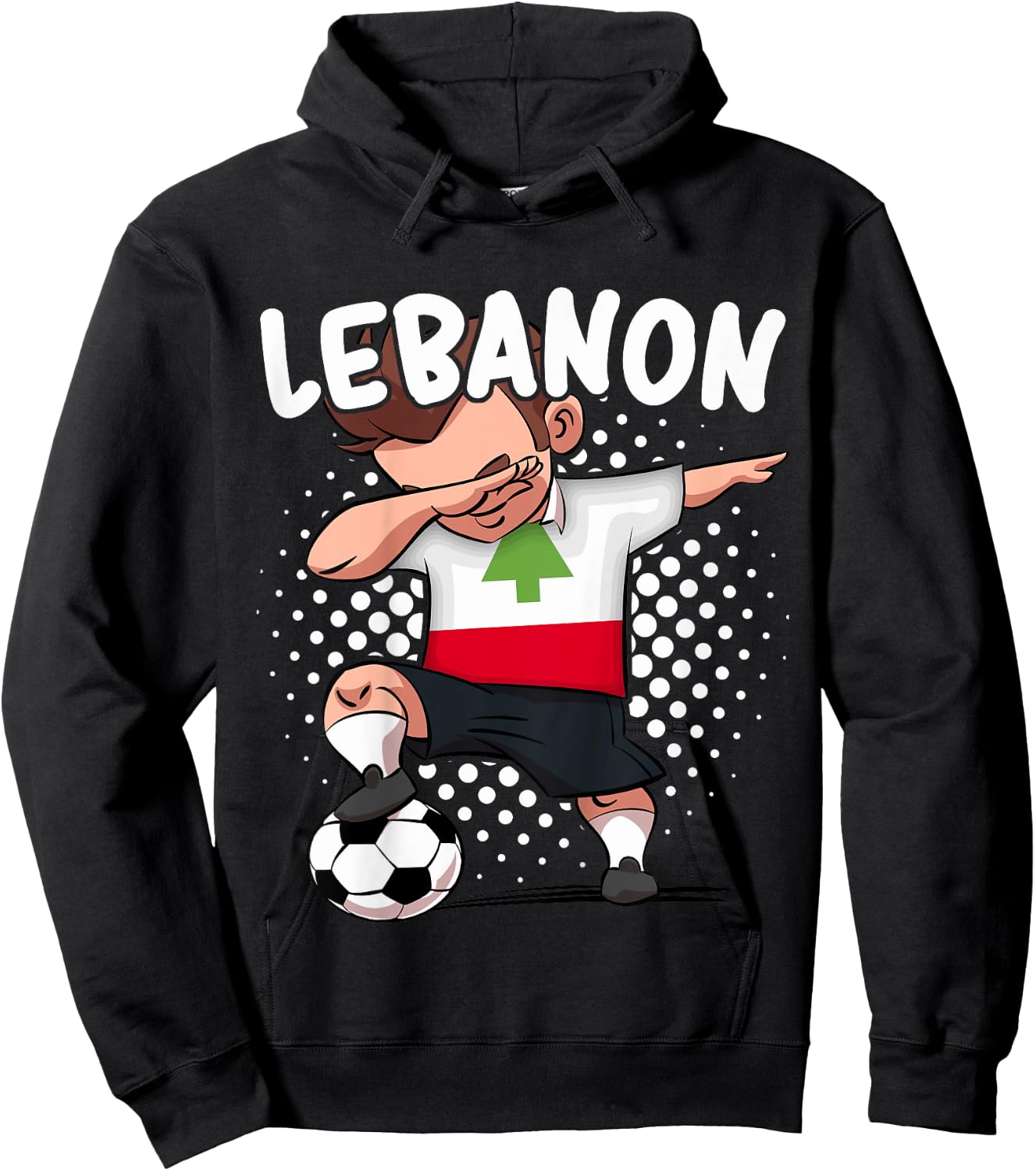 Kids Funny Soccer Dab Shirt for Boys Lebanon Soccer Lebanese Gift Hoodie - Hoodie | Black