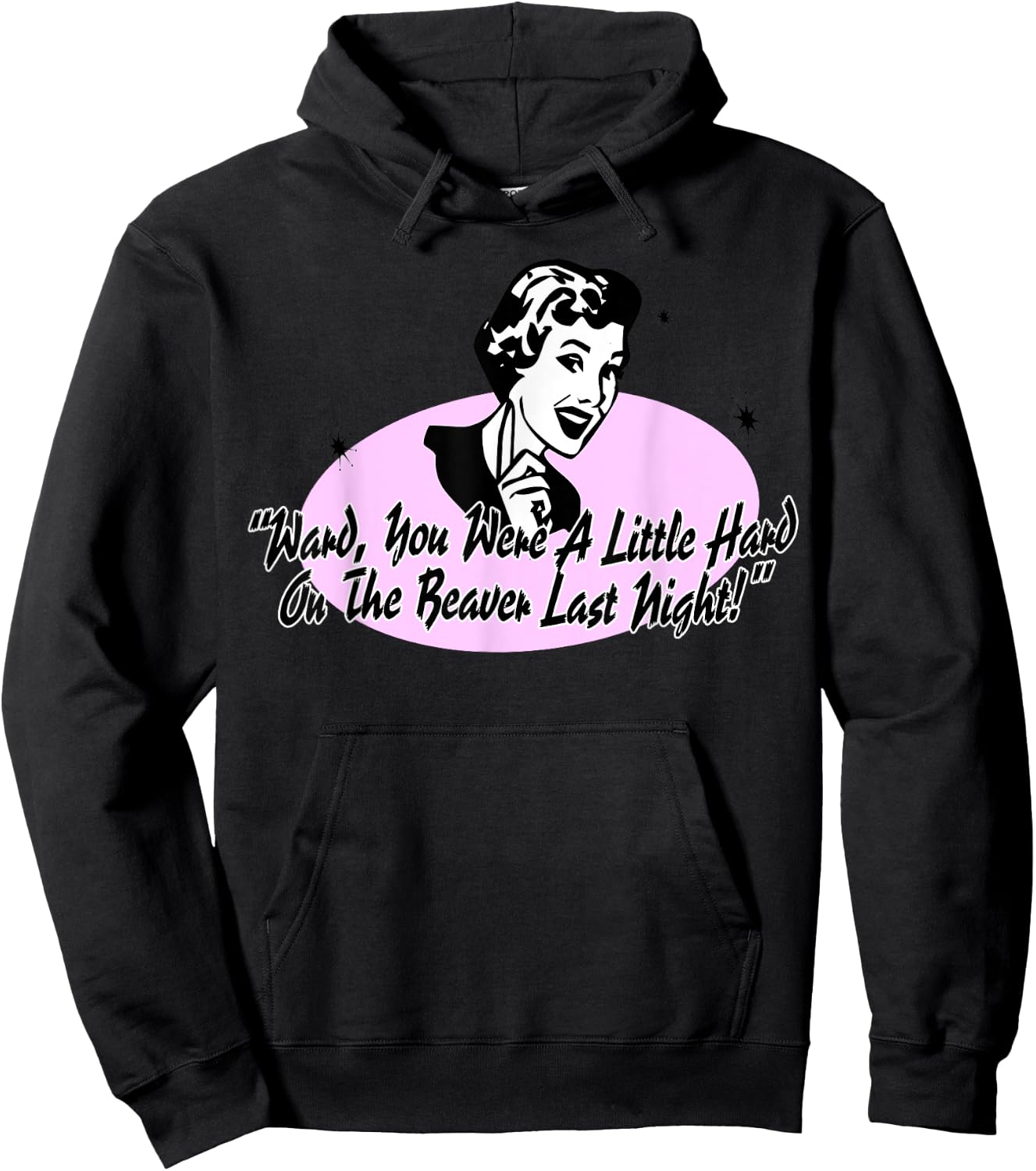 Hard On The Beaver Funny Adult 50s Naughty Retro Humor Hoodie - Hoodie | Black