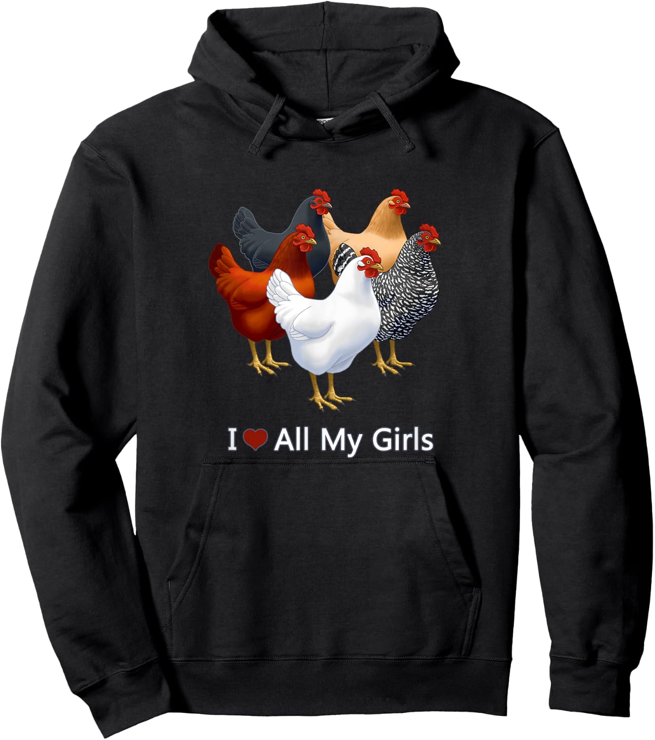 I Heart (Love) All My Girls Chicken Hens Hoodie - Hoodie | Black