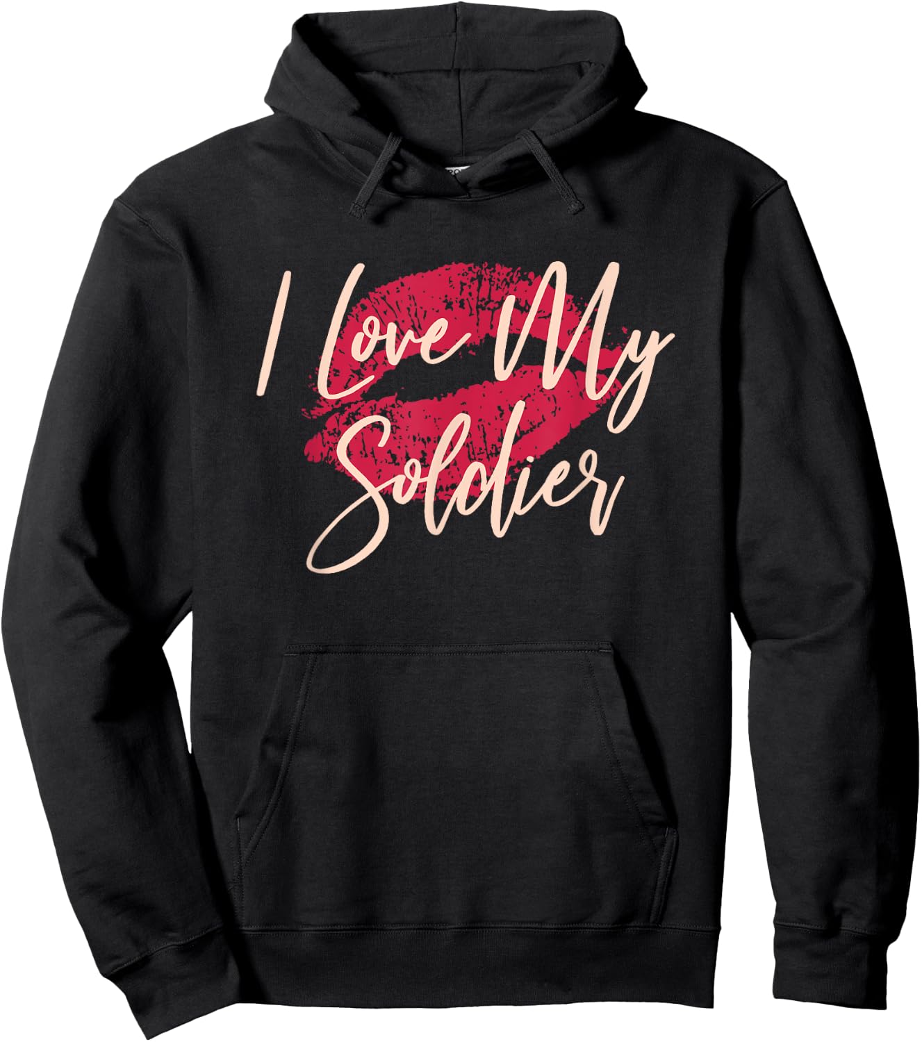 Kiss Lips I Love My Soldier Military Wife Girlfriend Hoodie - Hoodie | Black
