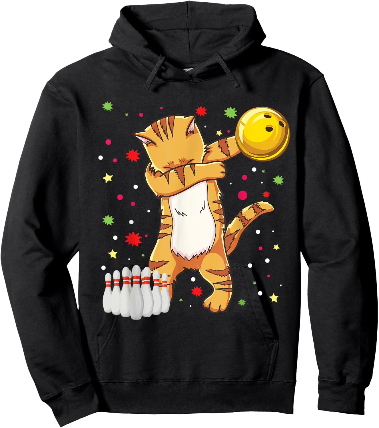 Dabbing Cat Bowling Shirts Funny Bowling Gift Cat Mom Girl Hoodie - Hoodie | Black
