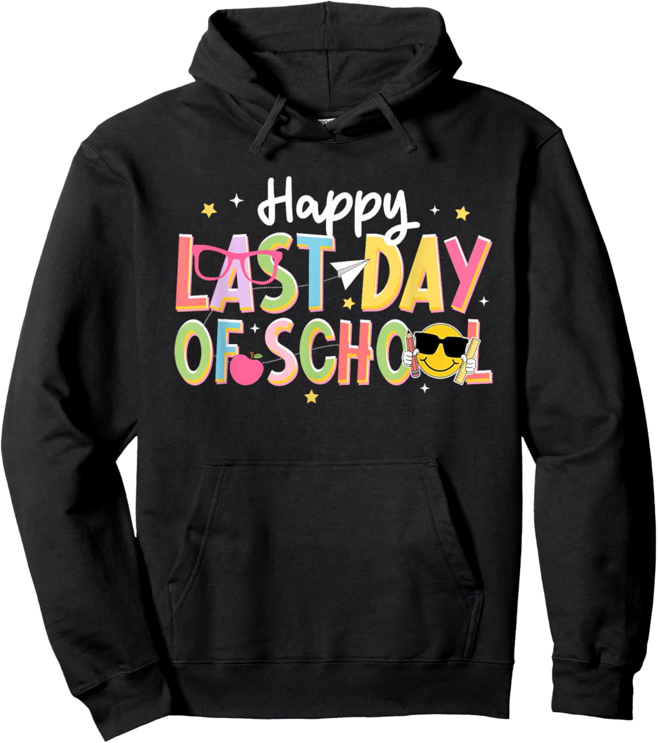 Last-Day of School Smile Face Teacher Student End of Year Hoodie - Hoodie | Black