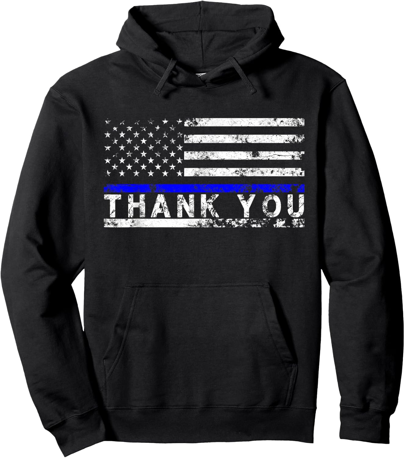 Police Thin Blue Line Flag - Thank You Hoodie - Hoodie | Black