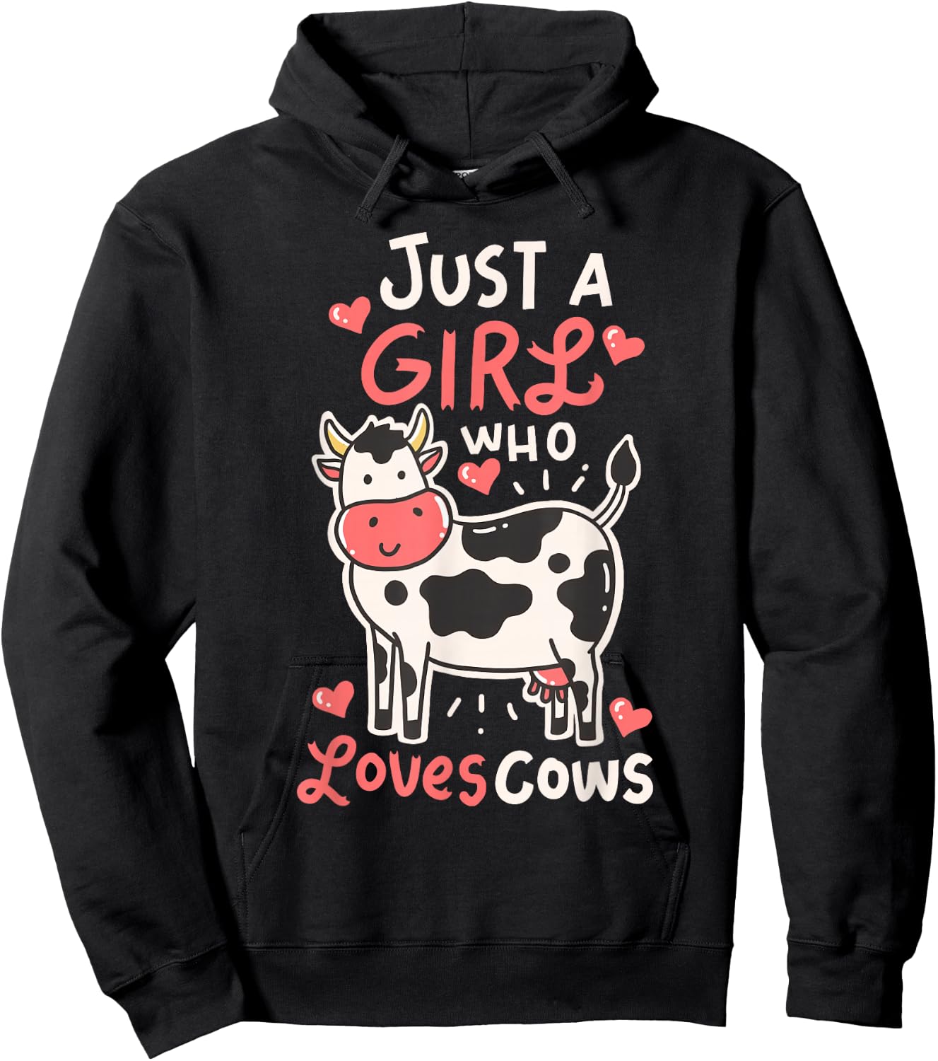 Cow Just A Girl Who Loves Cows Farmer Butcher Milk Hoodie - Hoodie | Black