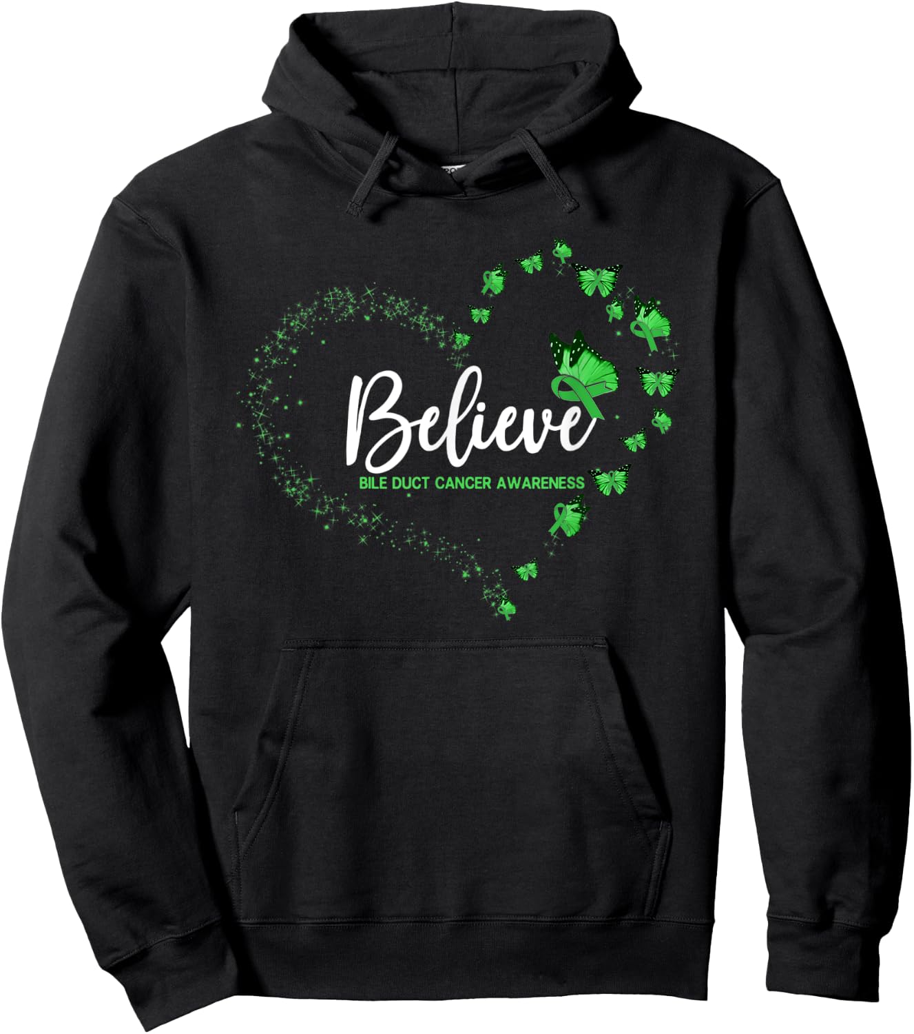 Bile Duct Cancer Awareness Butterfly Believe Hoodie - Hoodie | Black