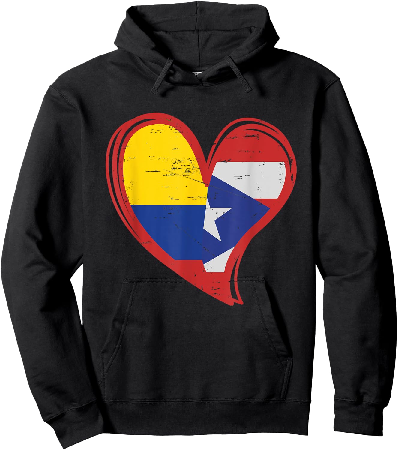 Colombian Puerto Rican Flag graphic Vintage PR Colombia Hoodie - Hoodie | Black