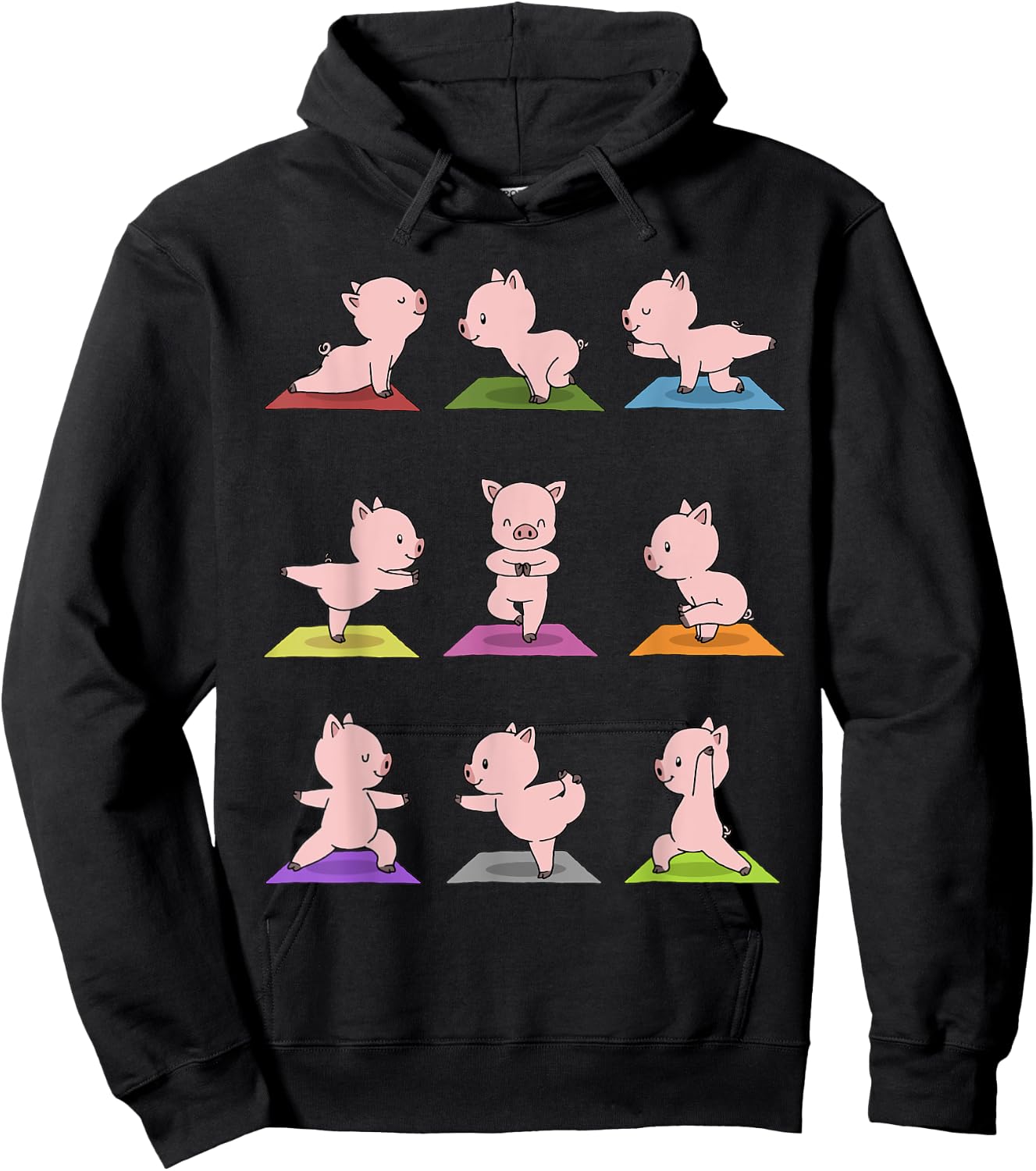 Pig Yoga Funny Piglets In Yoga Poses Sports Hoodie - Hoodie | Black