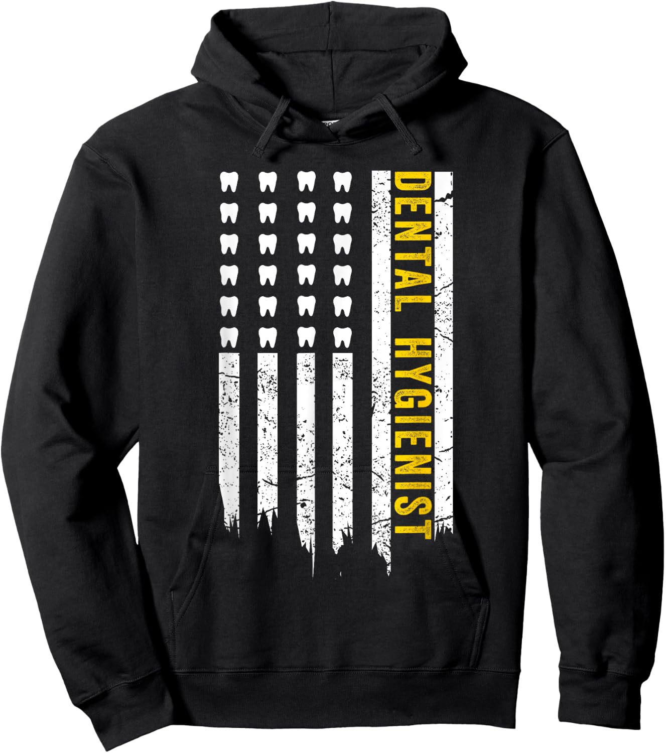 USA Flag Dental Hygienist Gifts Dental Hygiene School Women Girls Kids Men Hoodie - Hoodie | Black