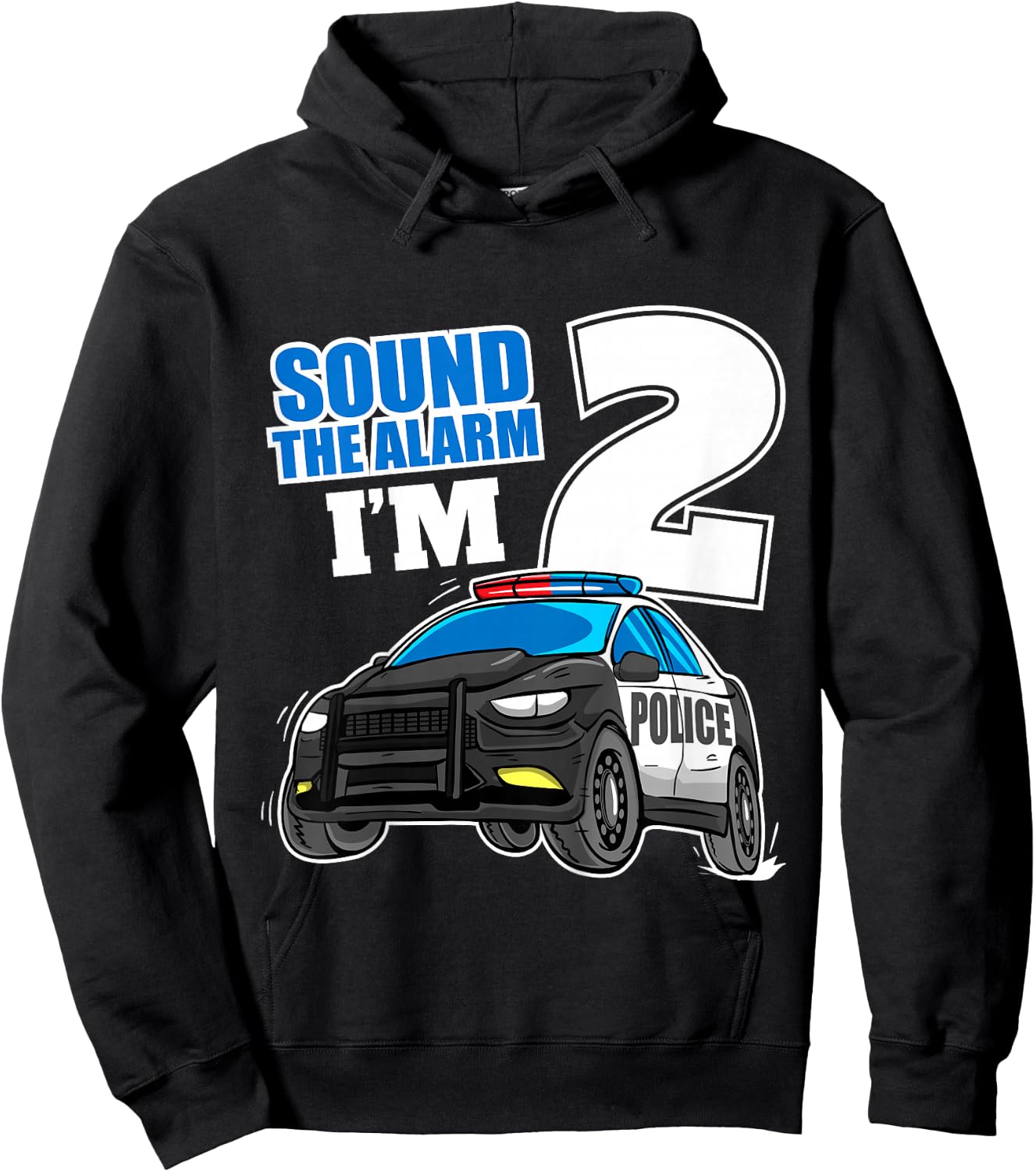 Kids Police Car 2nd Birthday Boy 2 Cop Policeman Officer Two Hoodie - Hoodie | Black