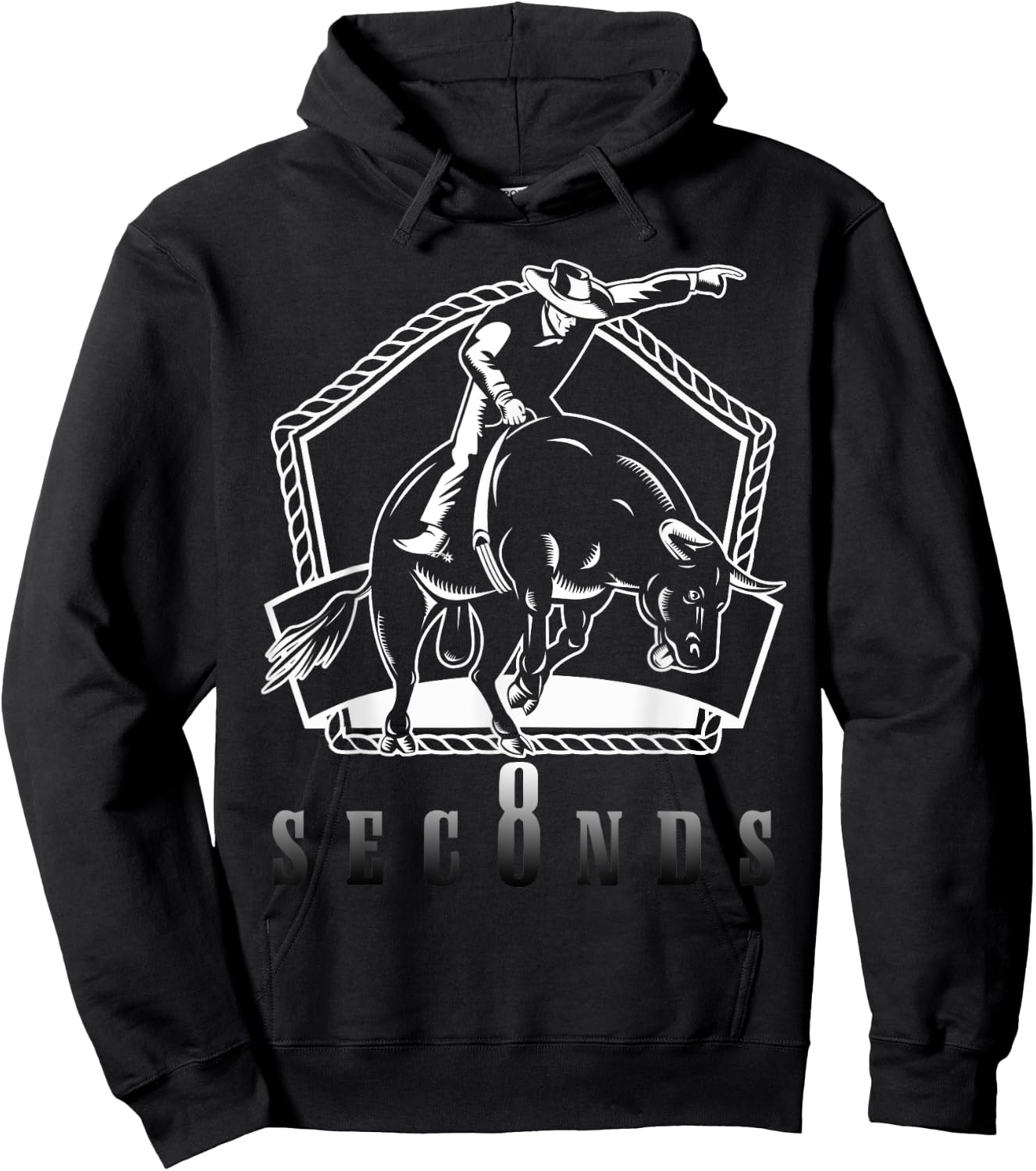 Cowboy Bull Riding Ask Me In Eight Seconds Western Rider Hoodie - Hoodie | Black