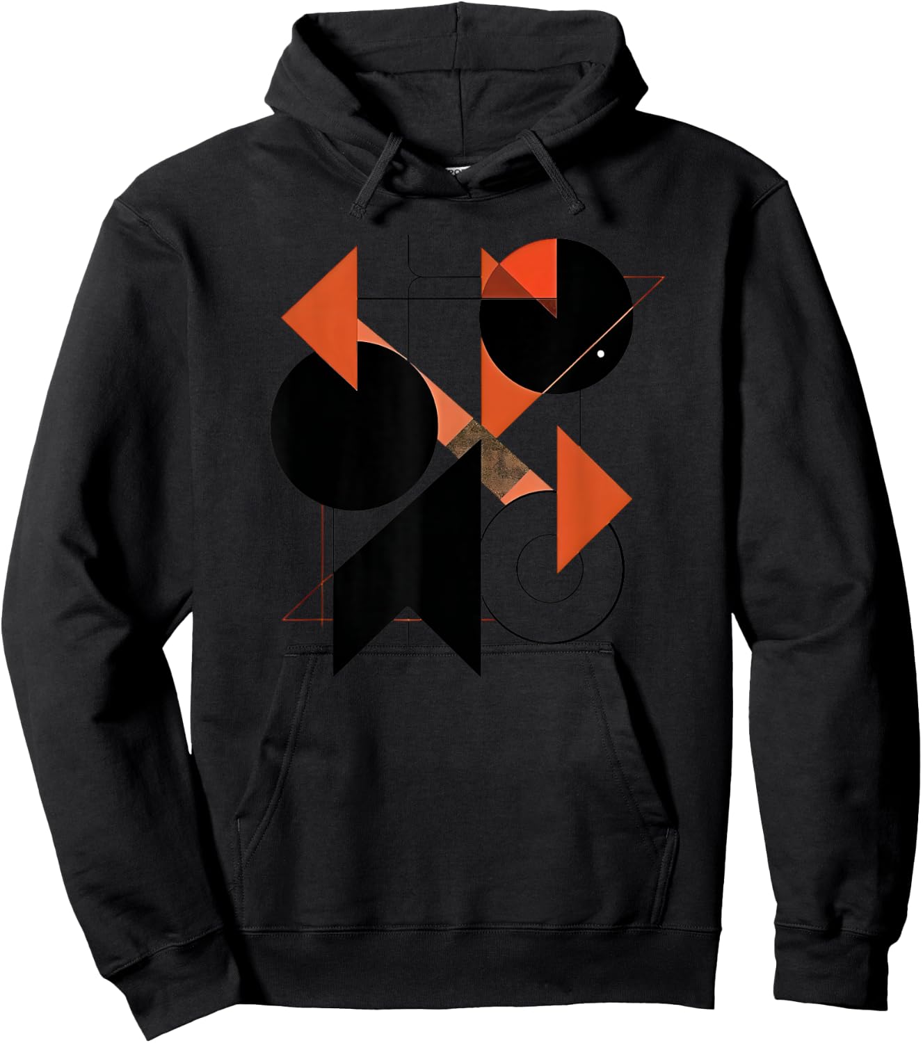Minimal,black,orange ,retro,geometric design,abstract art Hoodie - Hoodie | Black