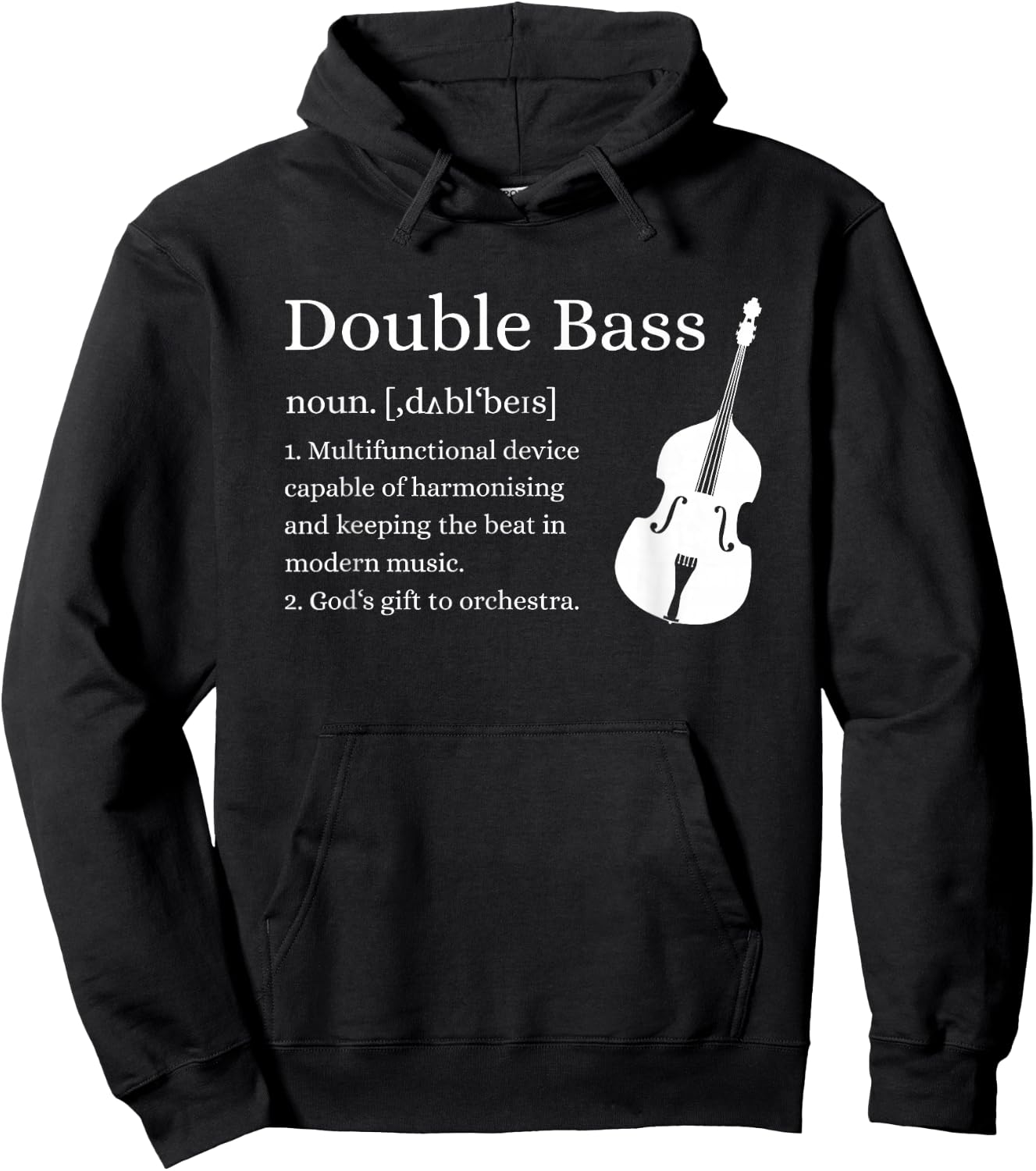 Double Bass Definition Upright Bass Instrument Contrabass Hoodie - Hoodie | Black