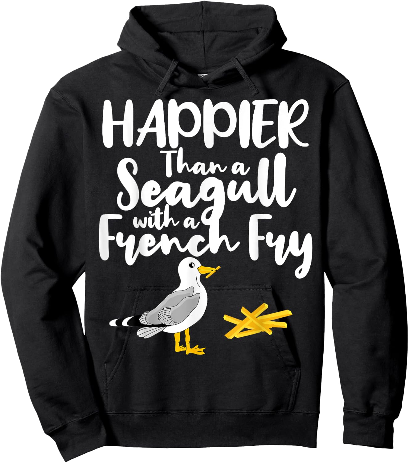 Happier Than a Seagull With a French Fry - Funny Summer Women Girls Kids Hoodie - Hoodie | Black