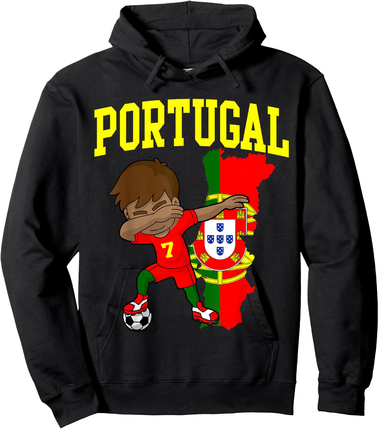 Portugal Soccer Dabbing Football Portuguese Hoodie - Hoodie | Black