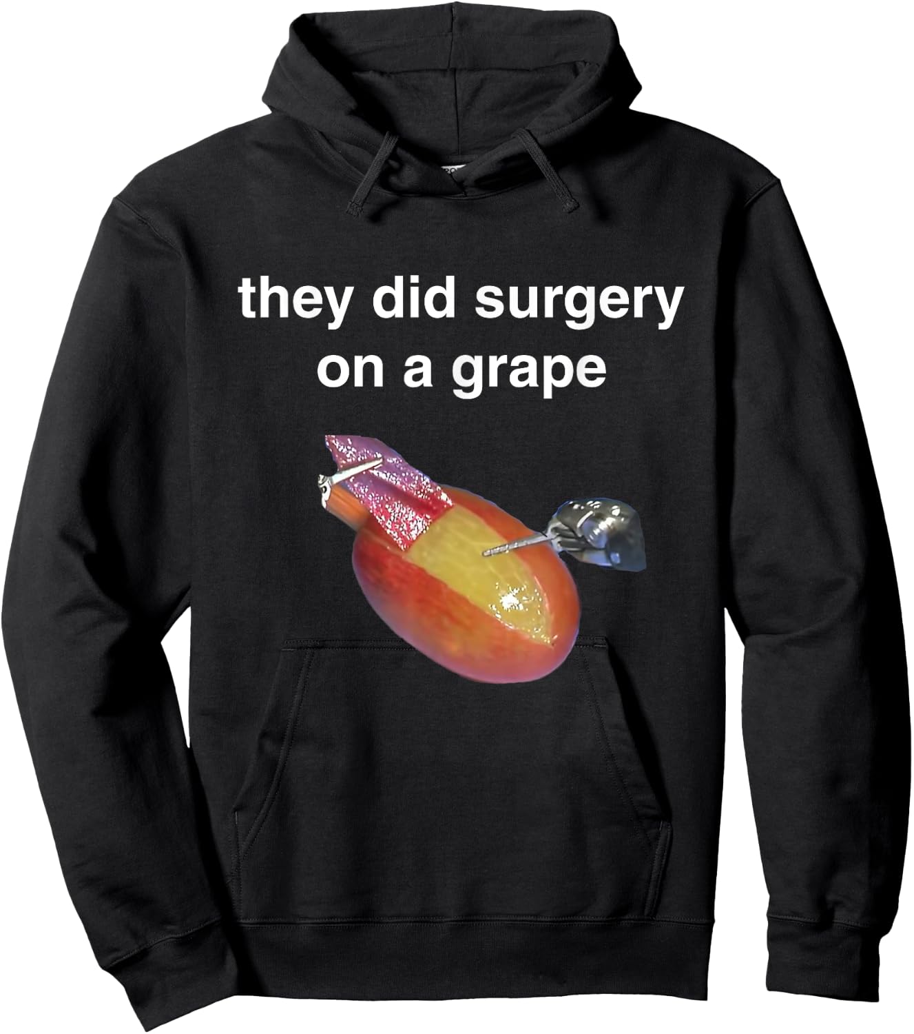 They Did Surgery On A Grape Shirt Funny Meme Gift Hoodie - Hoodie | Black