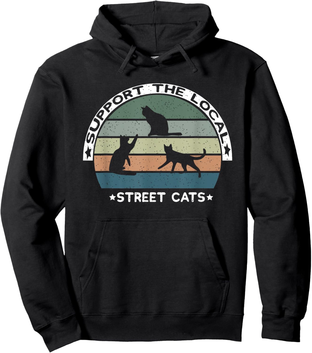 Vintage Support The Local Street Cats Hoodie - Hoodie | Black