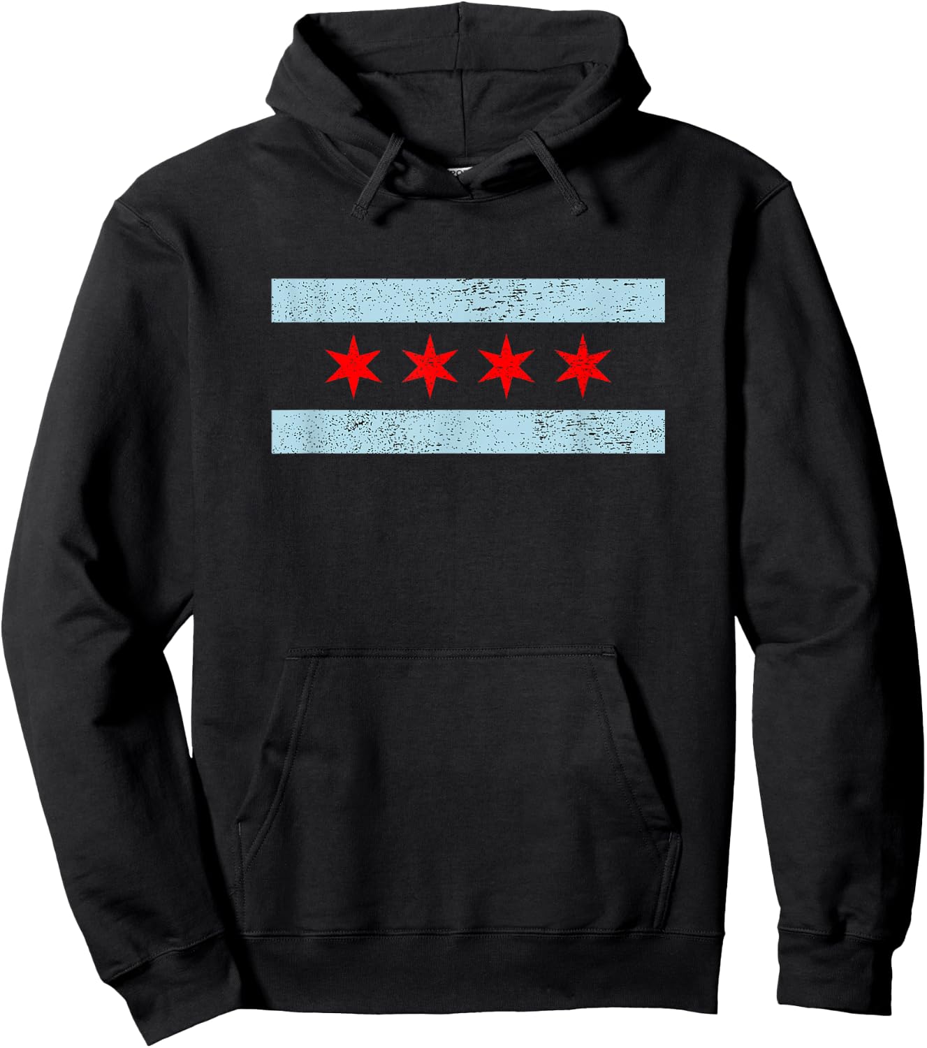 Sweet Vintage Retro Chicago Flag Red Six Pointed Stars Hoodie - Hoodie | Black