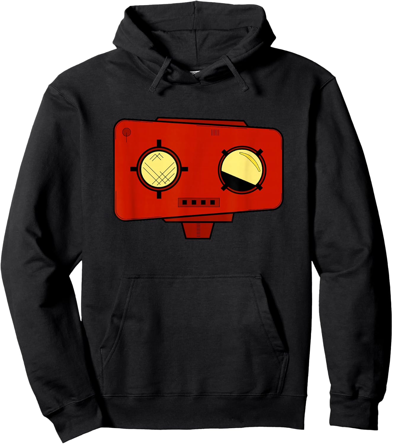 Red Robot Head - Bad Cartoon Hoodie - Hoodie | Black